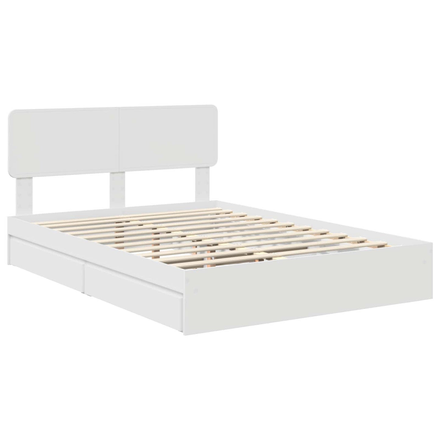 Storage Bed with Headboard White 140 x 190 cm Engineered Wood