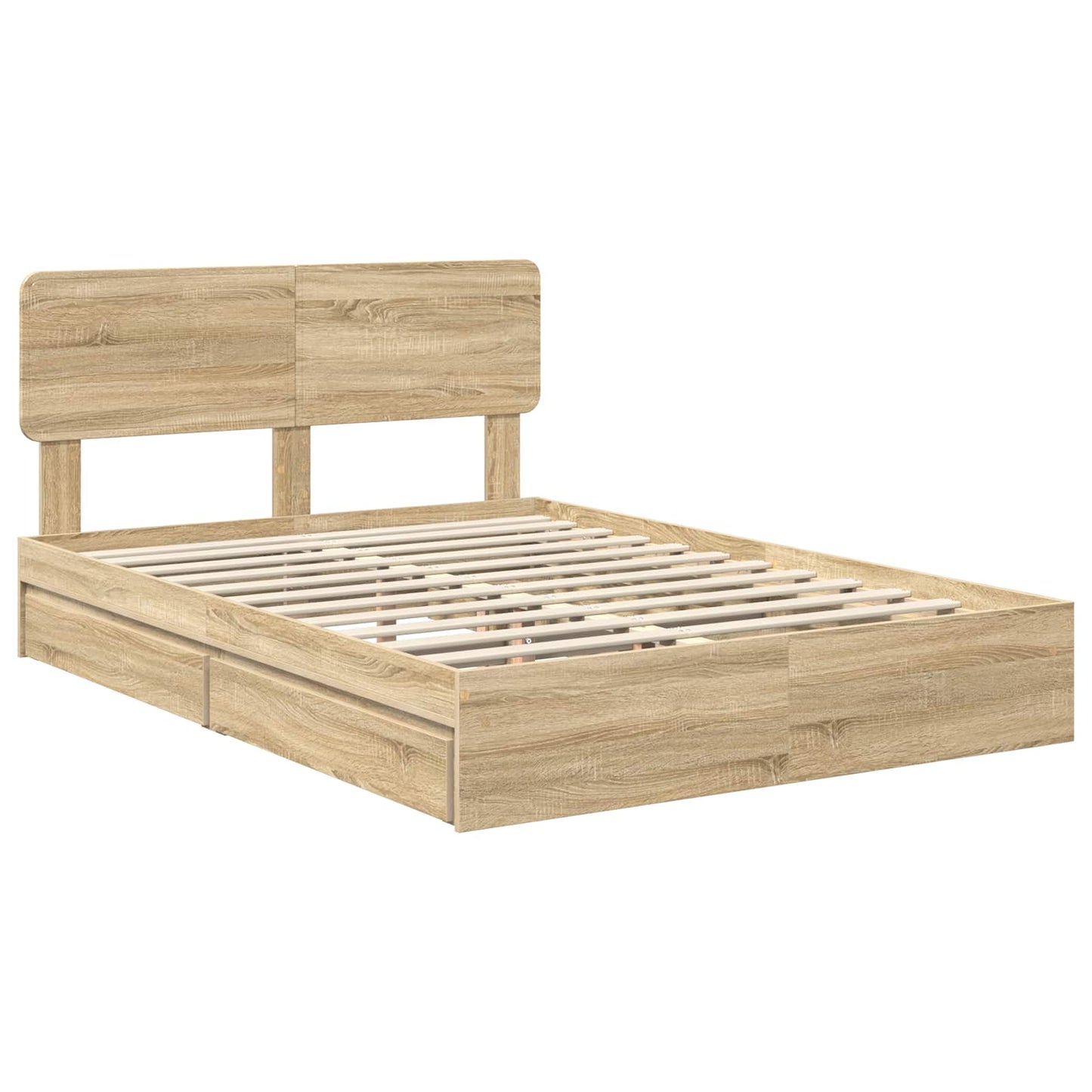 Storage Bed with Drawer Sonoma Oak 140 x 190 cm Engineered Wood