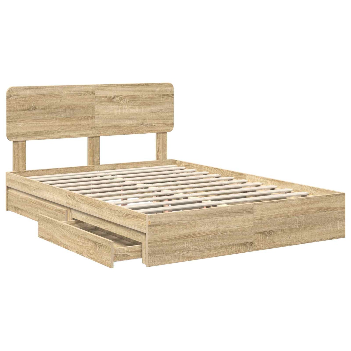 Storage Bed with Drawer Sonoma Oak 140 x 190 cm Engineered Wood