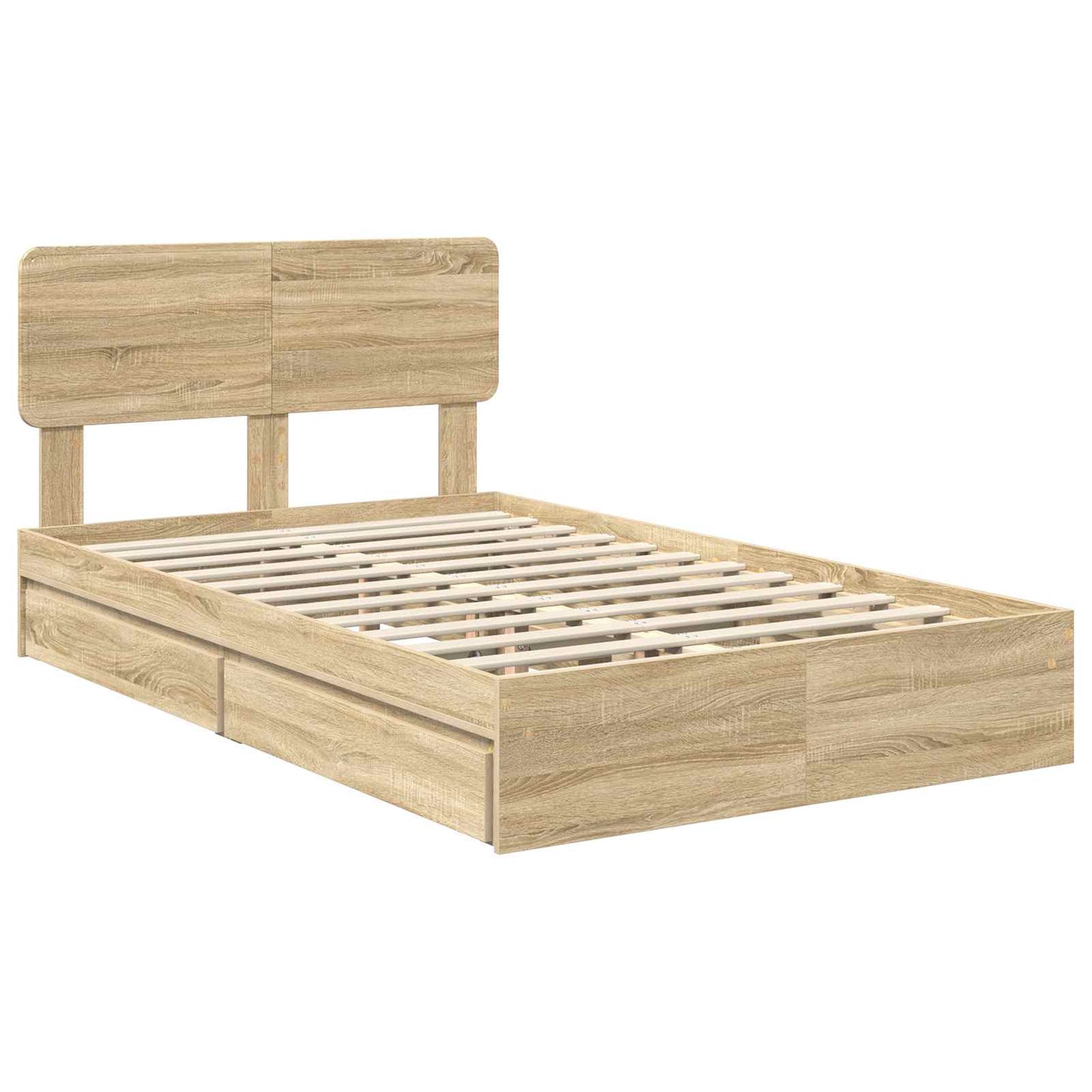 Storage Bed with Drawer Sonoma Oak 135 x 190 cm Engineered Wood