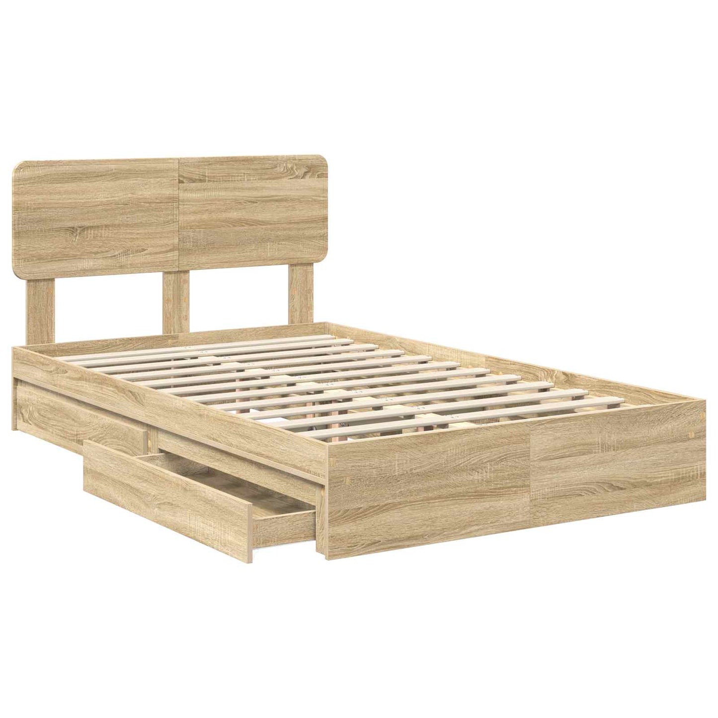 Storage Bed with Drawer Sonoma Oak 135 x 190 cm Engineered Wood