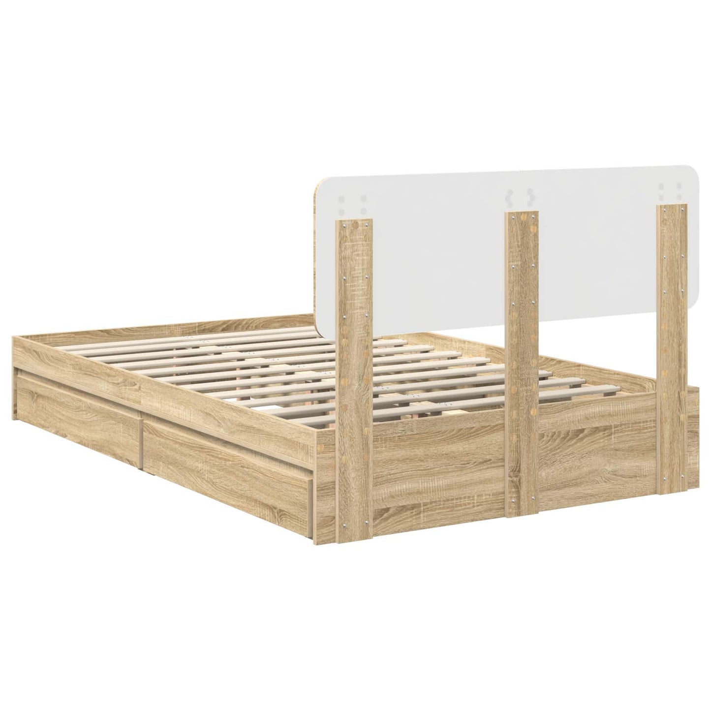 Storage Bed with Drawer Sonoma Oak 135 x 190 cm Engineered Wood