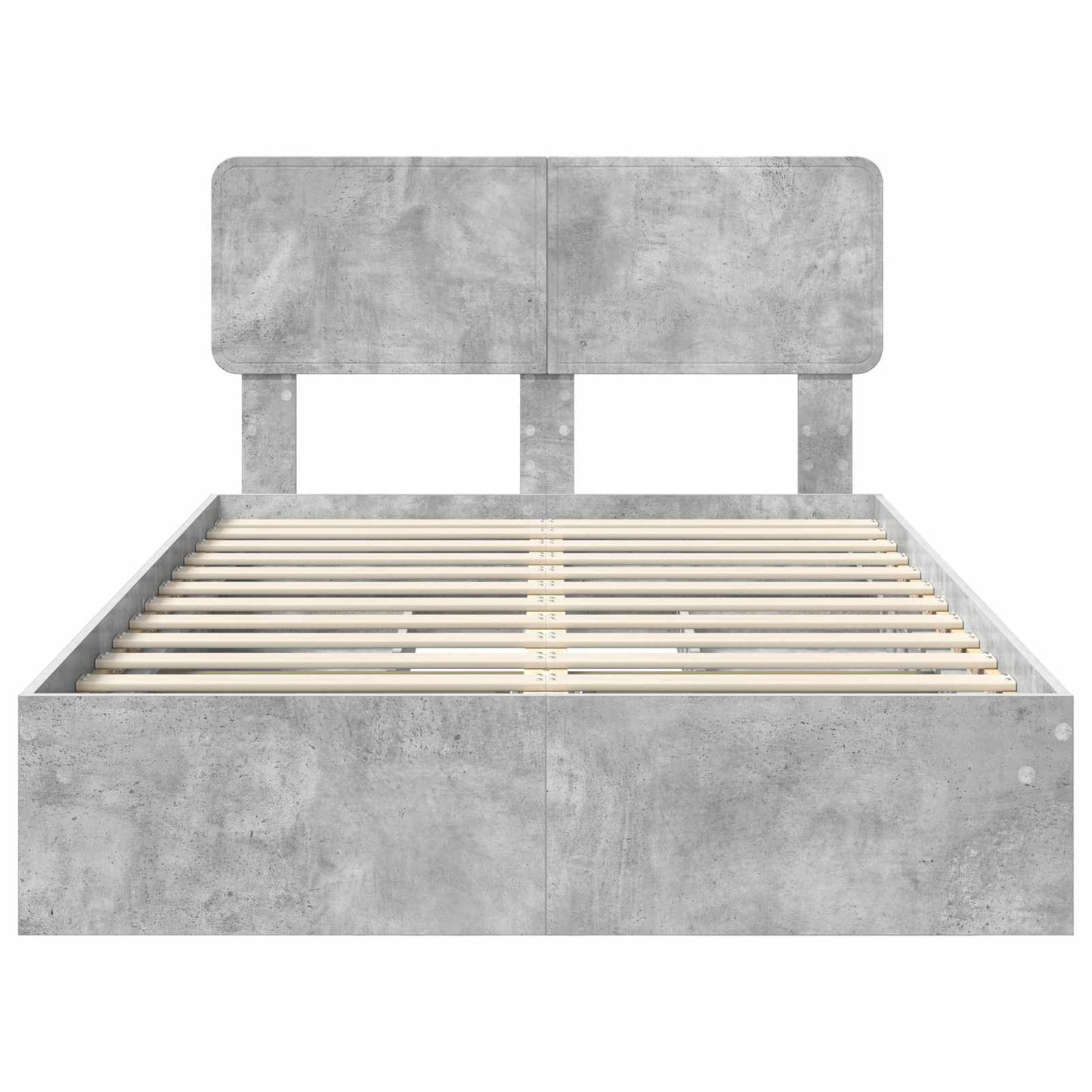 Storage Bed Concrete Grey 135 x 190 cm Engineered Wood