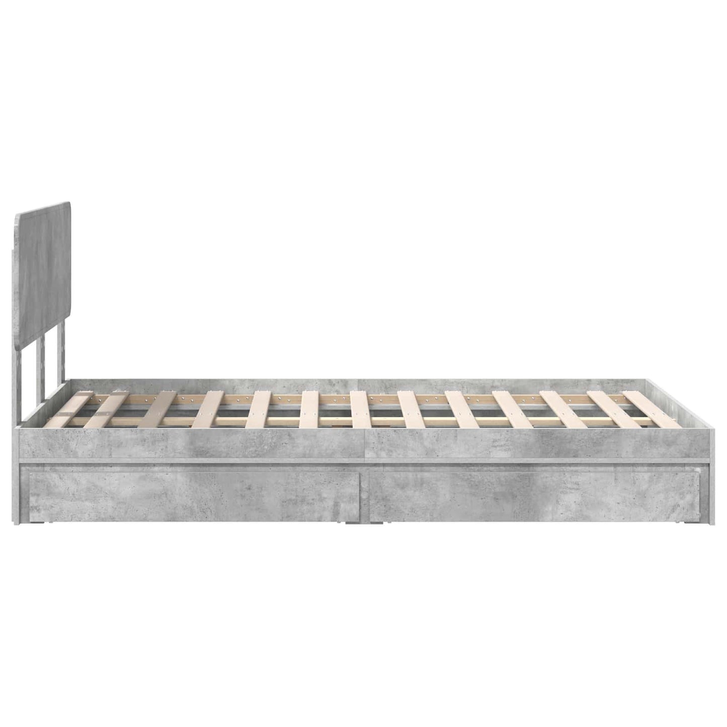 Storage Bed Concrete Grey 135 x 190 cm Engineered Wood