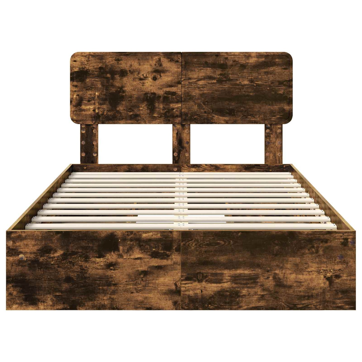 Storage Bed with Drawer Smoked Oak 135 x 190 cm Engineered Wood