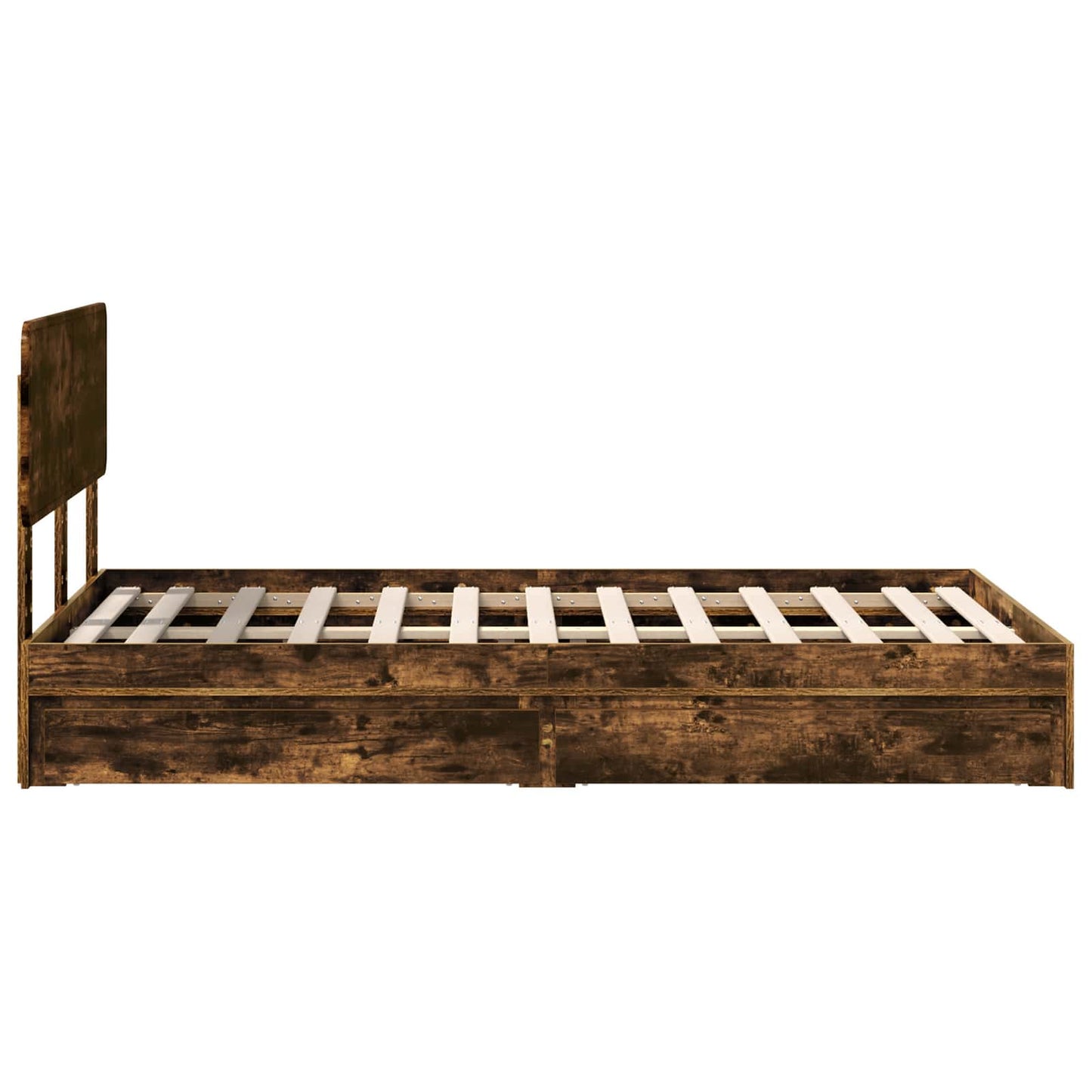 Storage Bed with Drawer Smoked Oak 135 x 190 cm Engineered Wood
