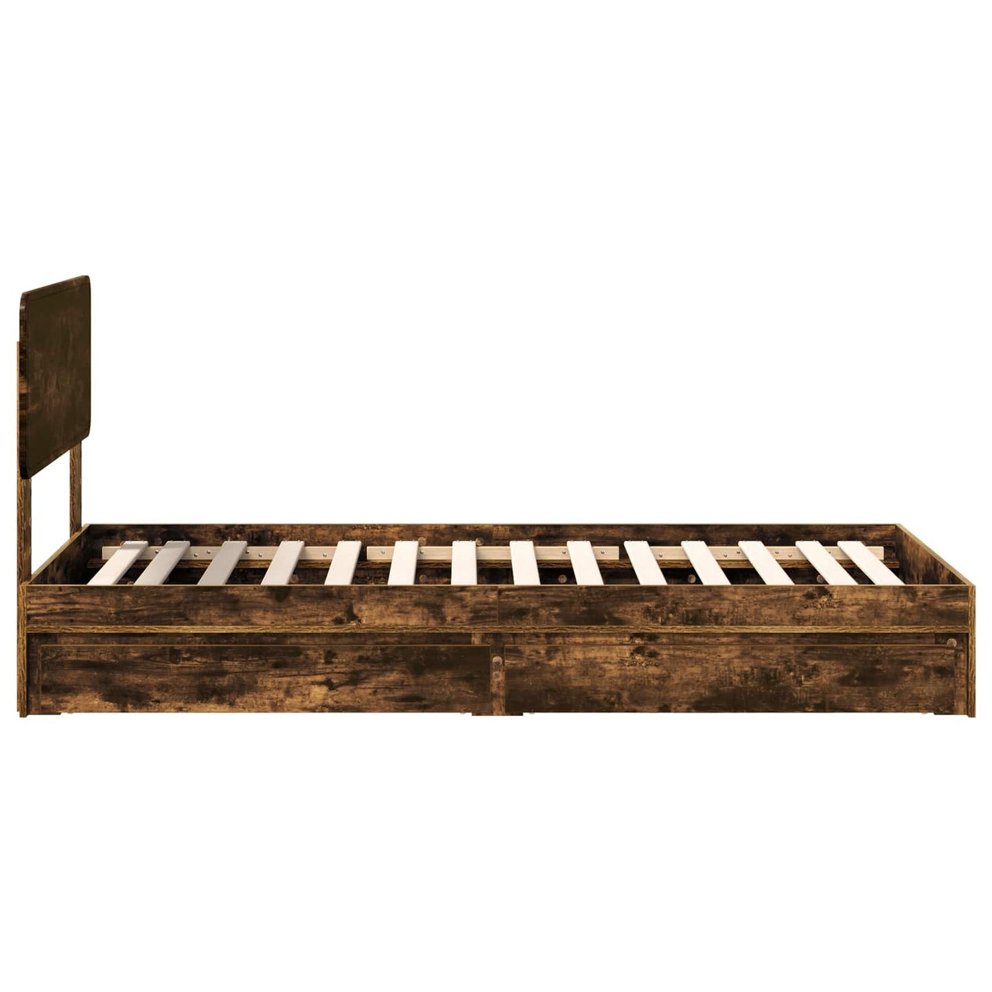 Storage Bed with Drawer Smoked Oak 100 x 200 cm Engineered Wood