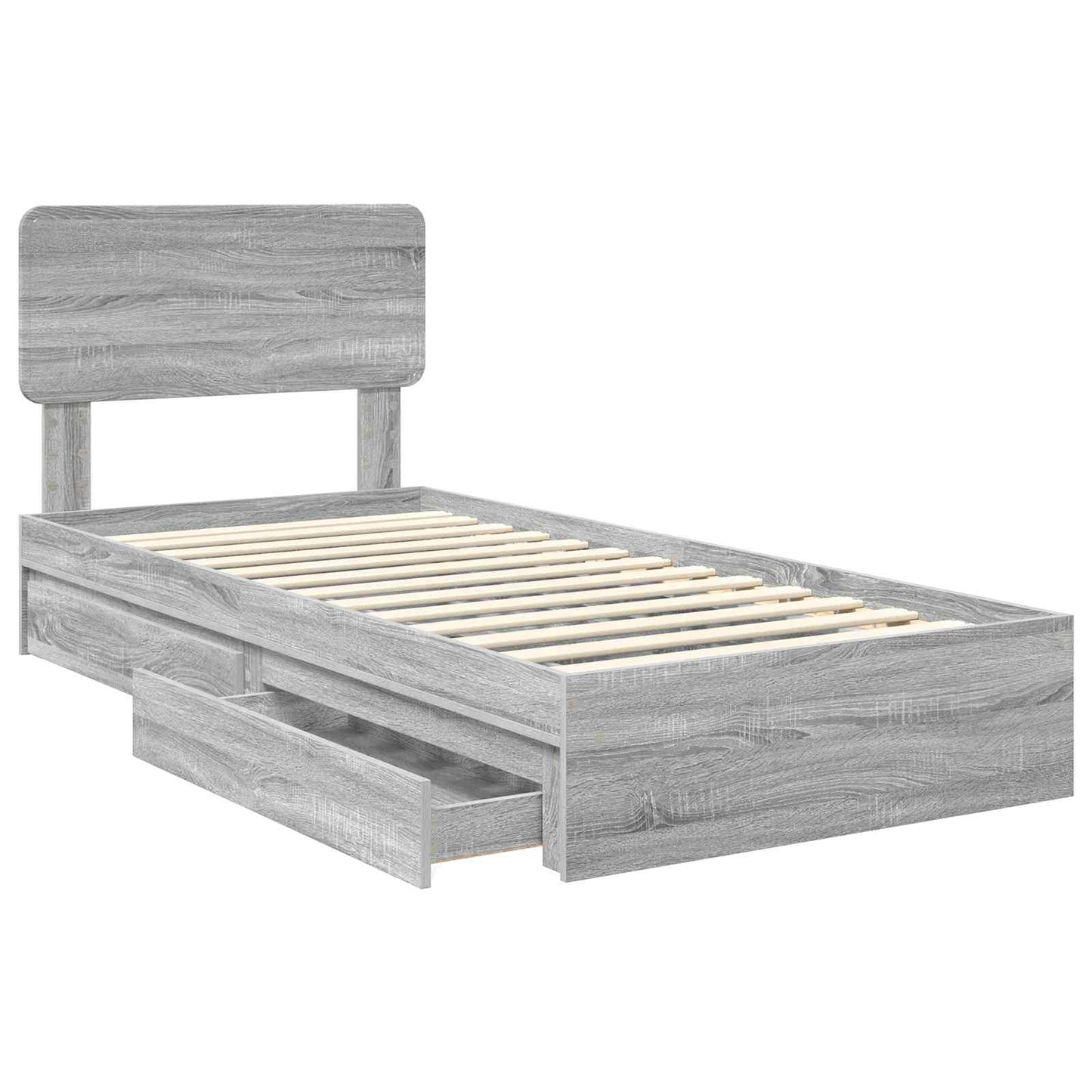 Storage Bed Grey Sonoma 100 x 200 cm Engineered Wood