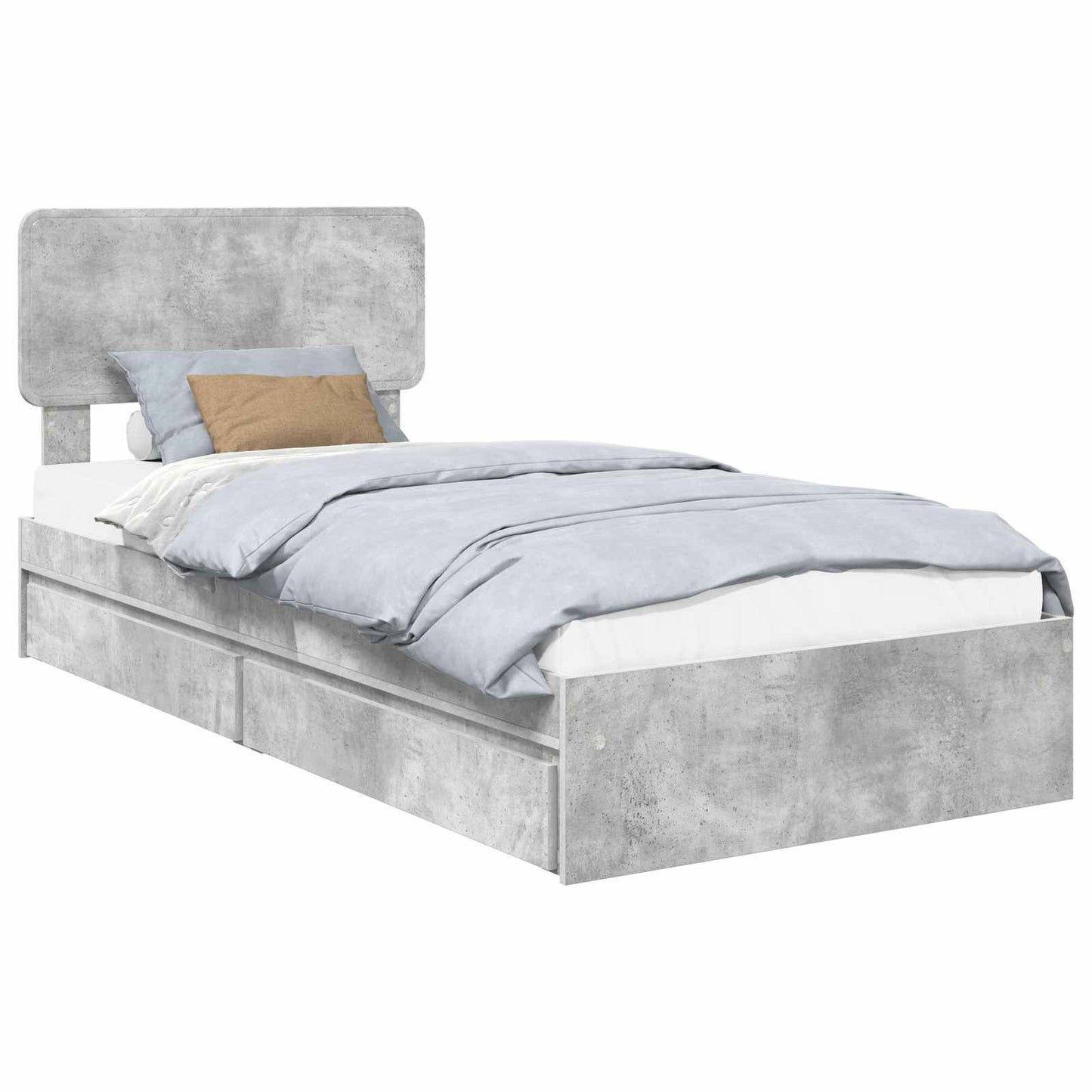 Storage Bed Concrete Grey 90 x 190 cm Engineered Wood