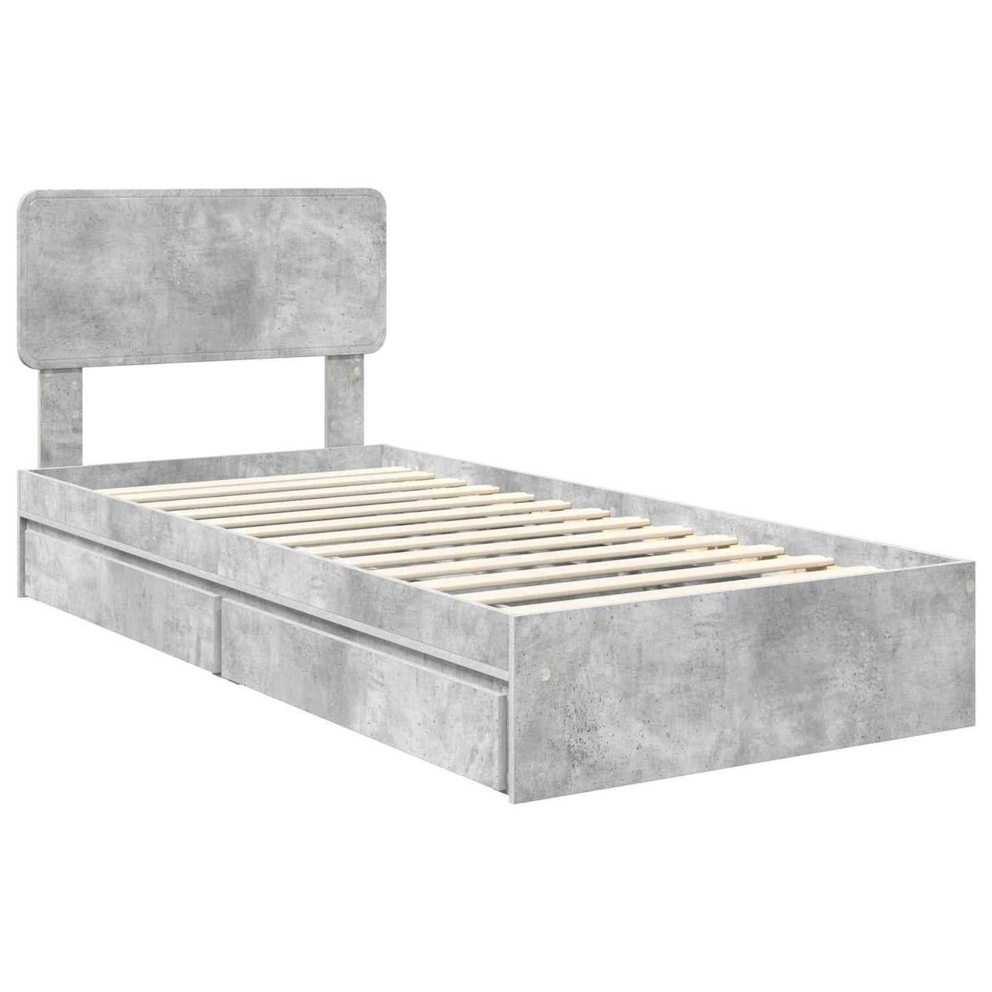 Storage Bed Concrete Grey 90 x 190 cm Engineered Wood