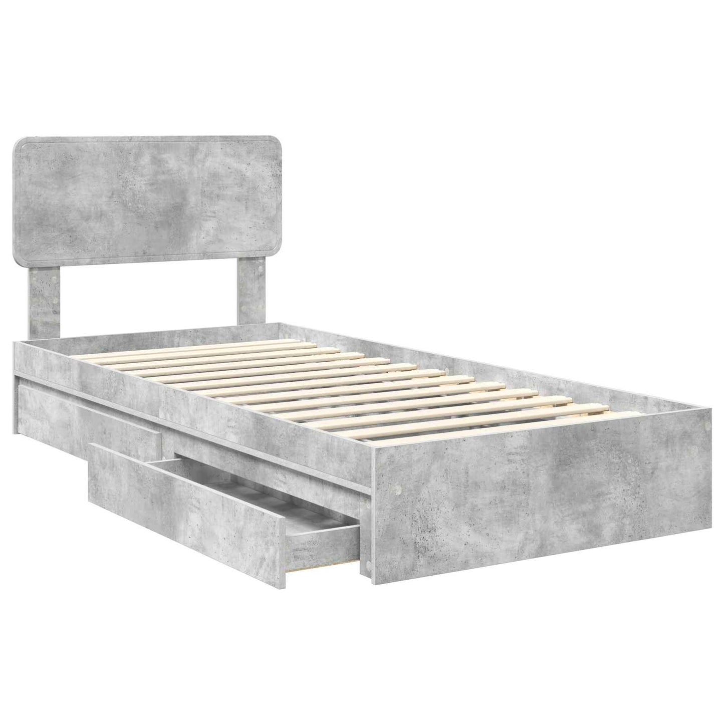 Storage Bed Concrete Grey 90 x 190 cm Engineered Wood
