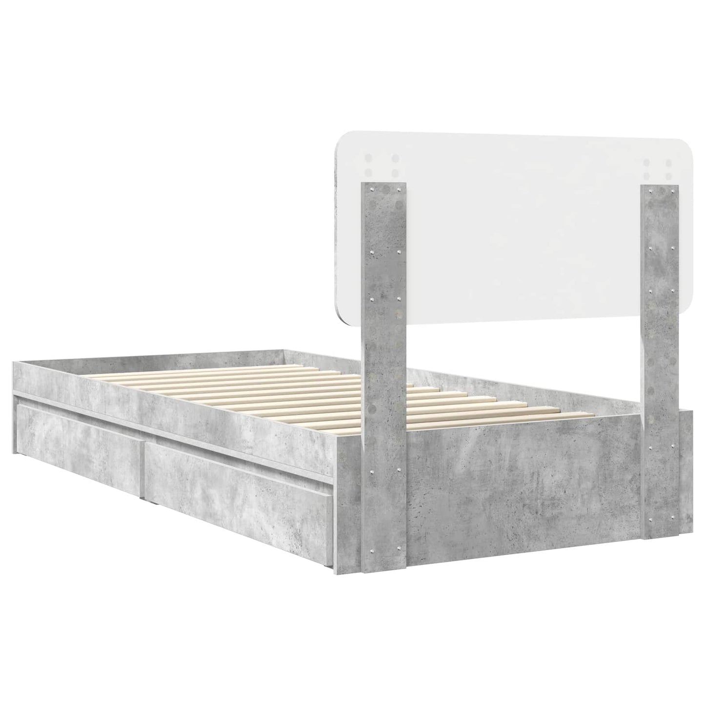 Storage Bed Concrete Grey 90 x 190 cm Engineered Wood