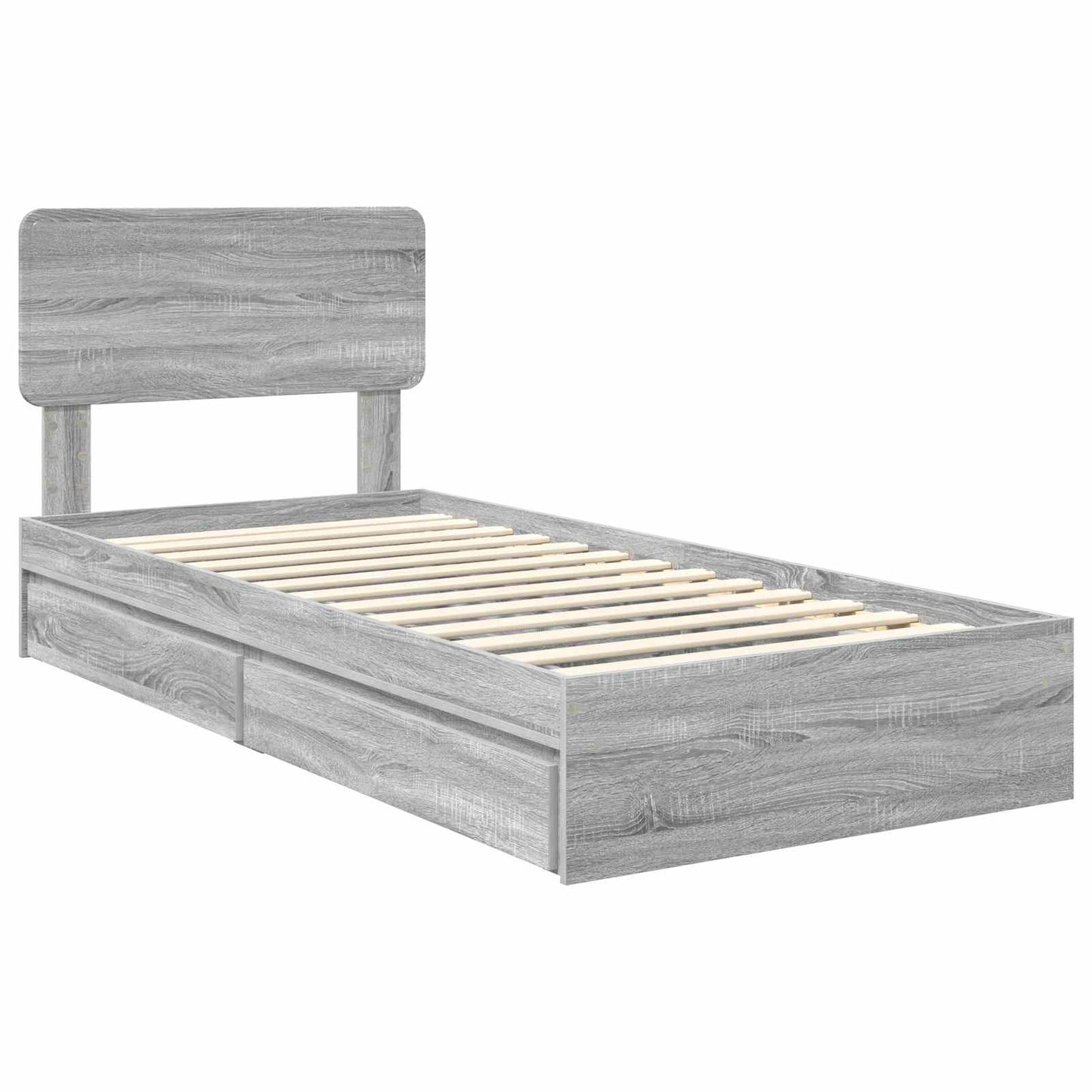 Storage Bed with Drawer Grey Sonoma 90 x 190 cm Engineered Wood