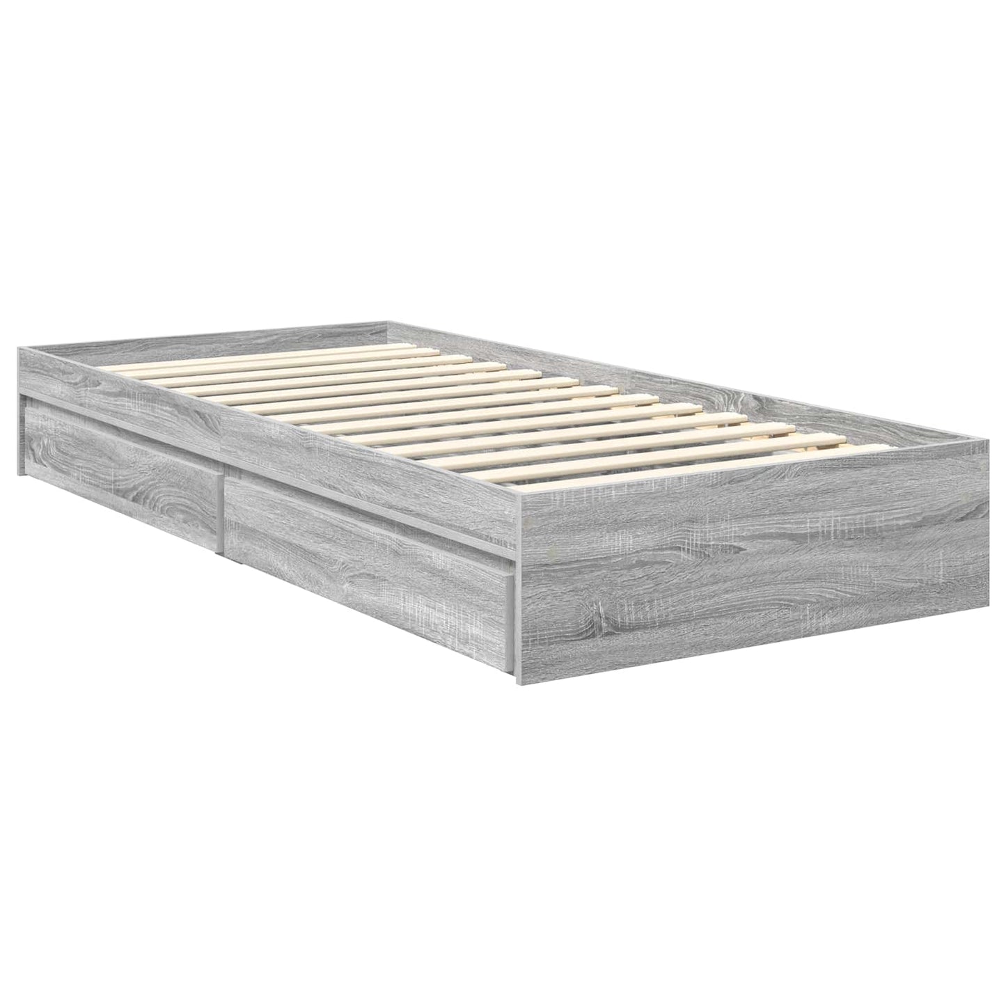 Storage Bed with Drawer Grey Sonoma 90 x 190 cm Engineered Wood