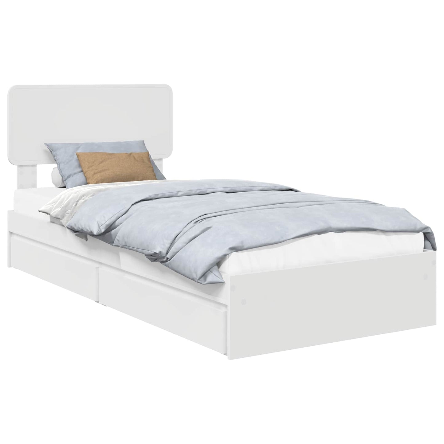 Storage Bed with Headboard White 75 x 190 cm Engineered Wood