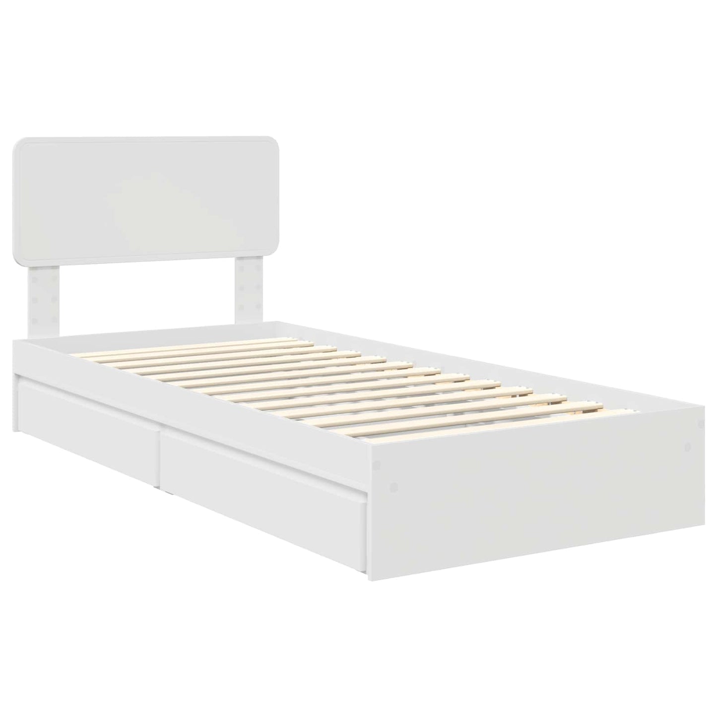 Storage Bed with Headboard White 75 x 190 cm Engineered Wood