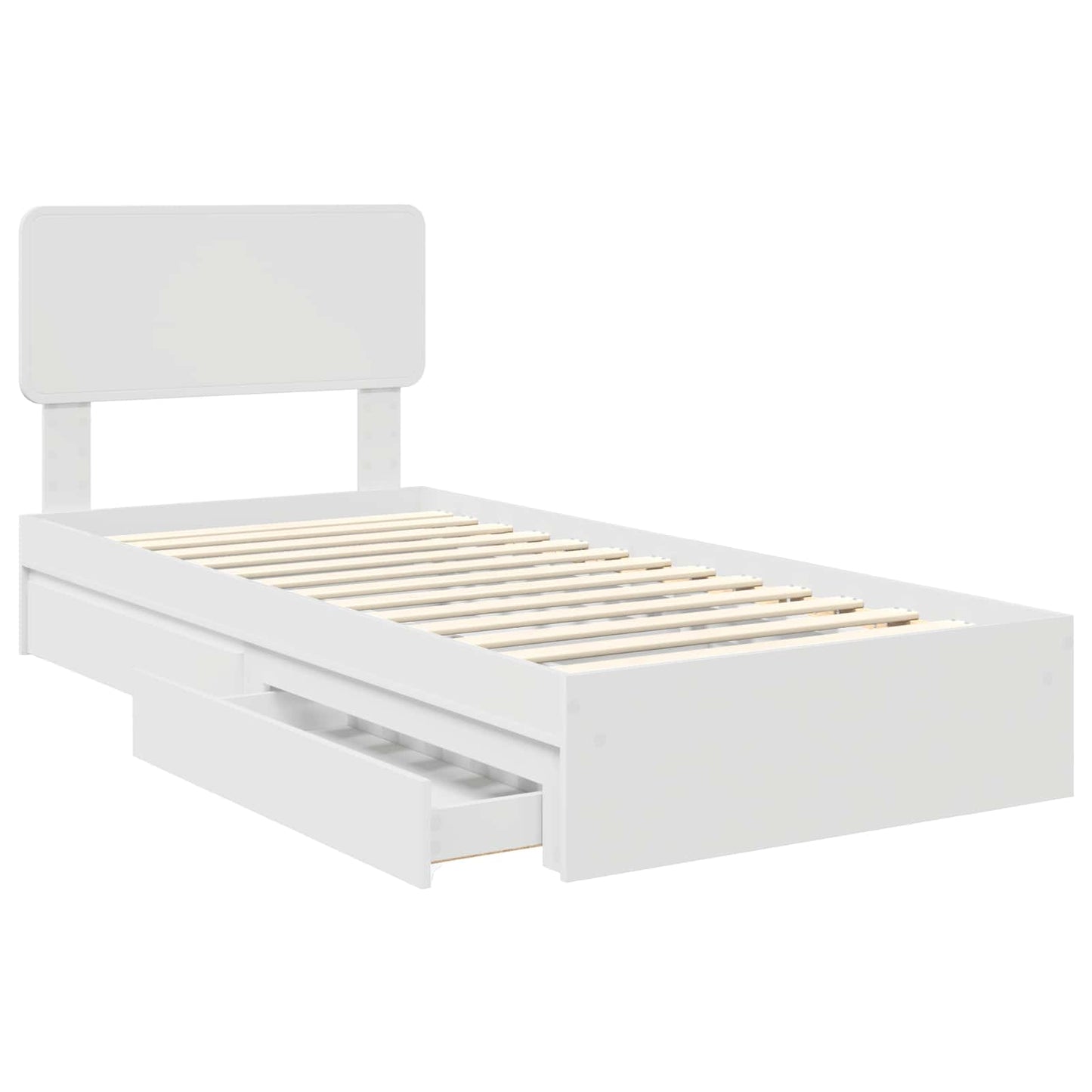 Storage Bed with Headboard White 75 x 190 cm Engineered Wood