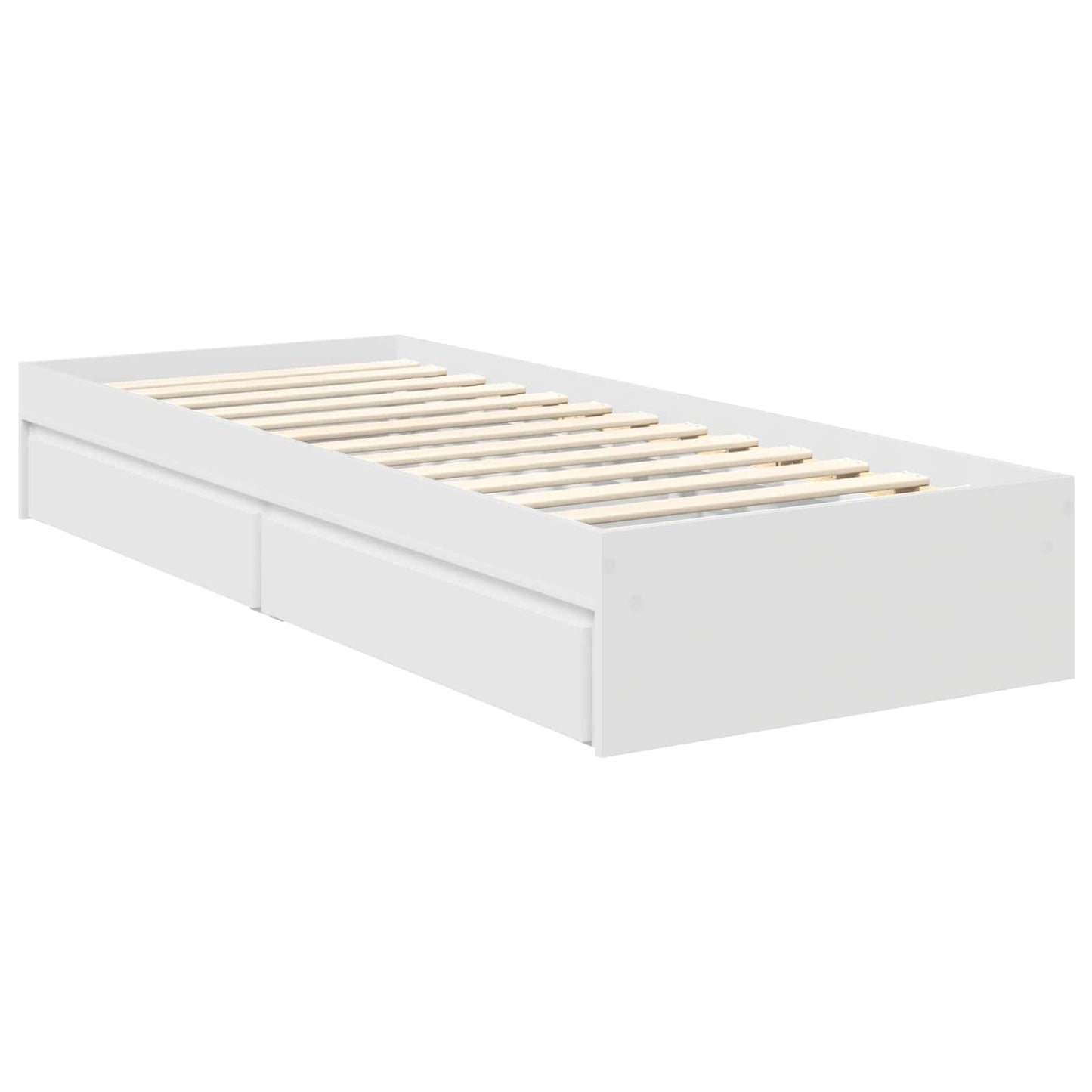 Storage Bed with Headboard White 75 x 190 cm Engineered Wood
