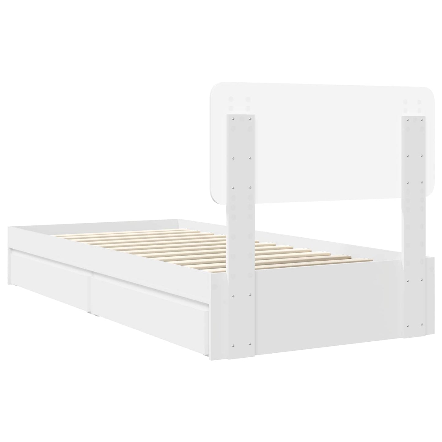 Storage Bed with Headboard White 75 x 190 cm Engineered Wood