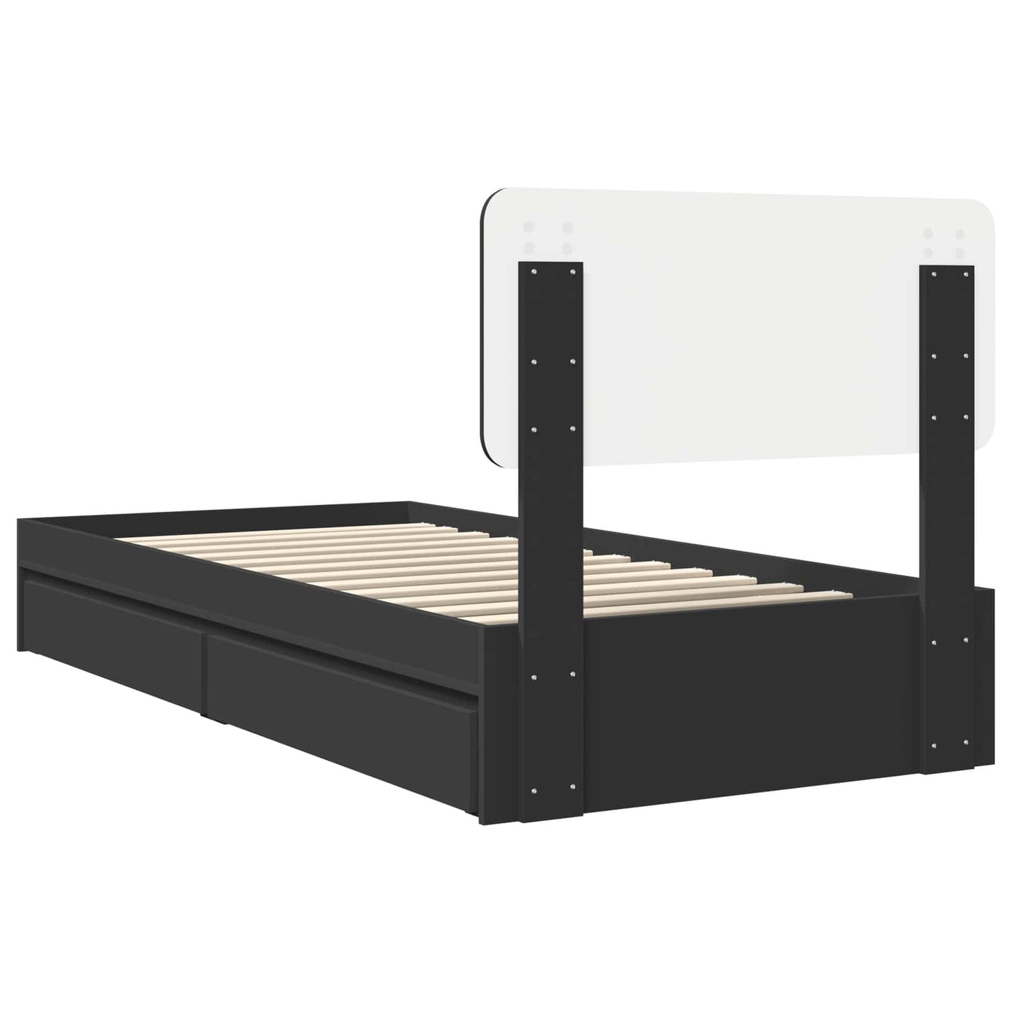 Storage Bed with Headboard Black 75 x 190 cm Engineered Wood