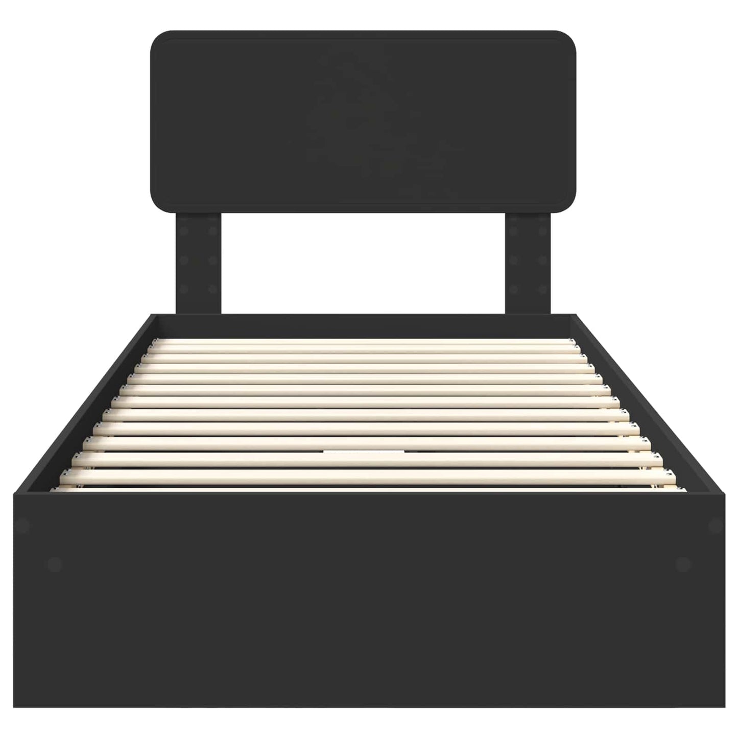 Storage Bed with Headboard Black 75 x 190 cm Engineered Wood