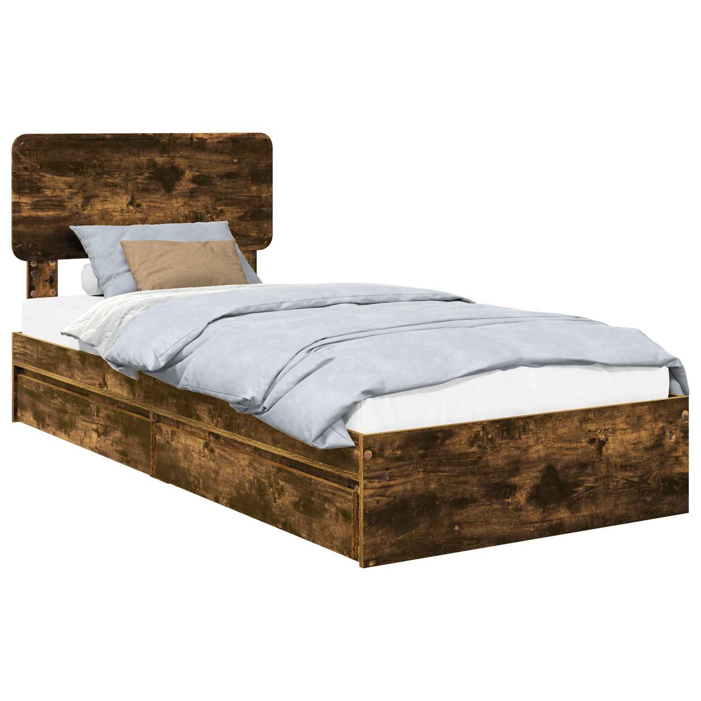 Storage Bed with Drawer Smoked Oak 75 x 190 cm Engineered Wood