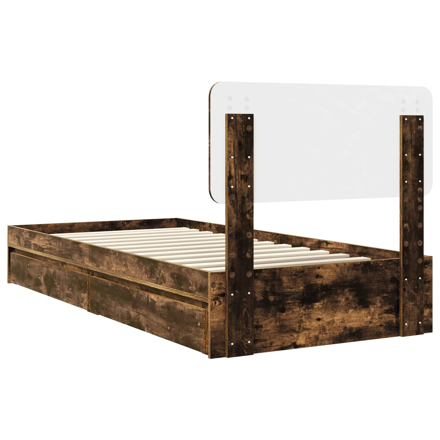 Storage Bed with Drawer Smoked Oak 75 x 190 cm Engineered Wood
