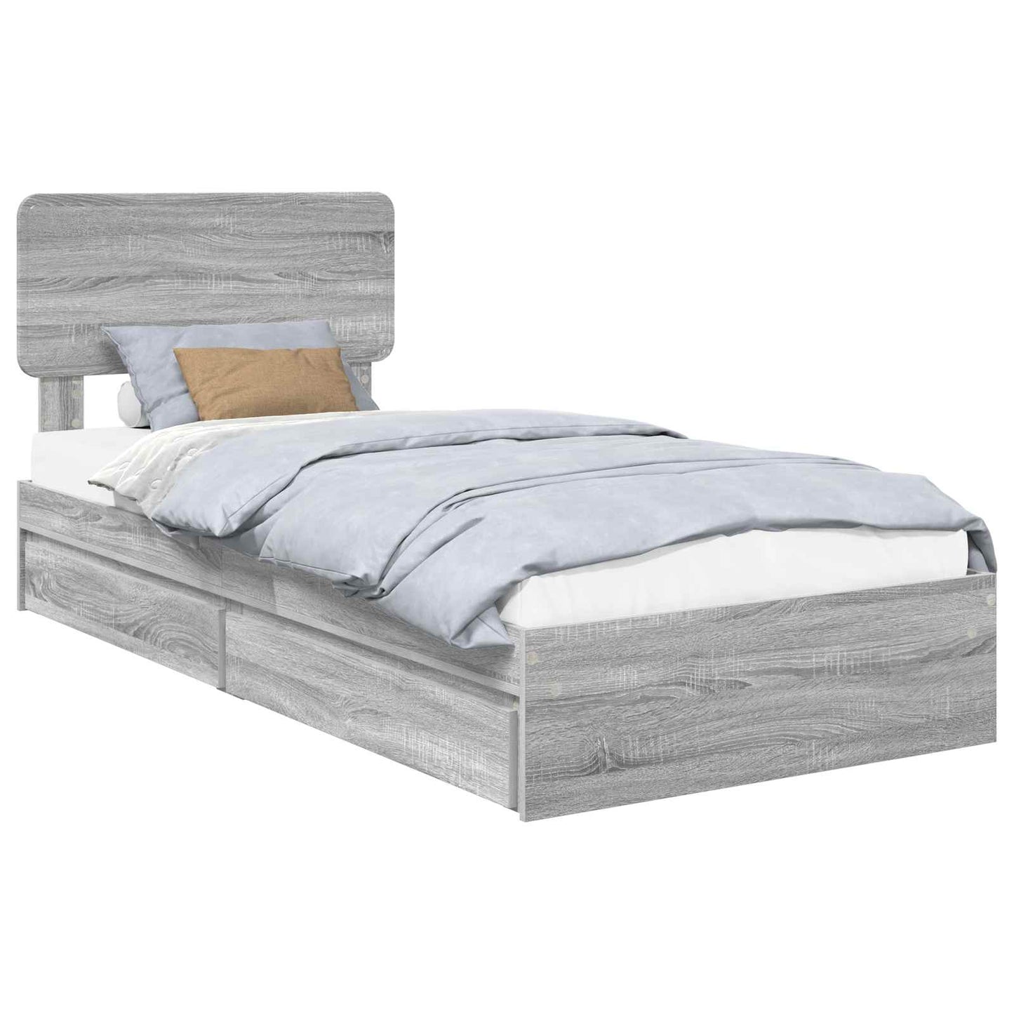 Storage Bed with Drawer Grey Sonoma 75 x 190 cm Engineered Wood