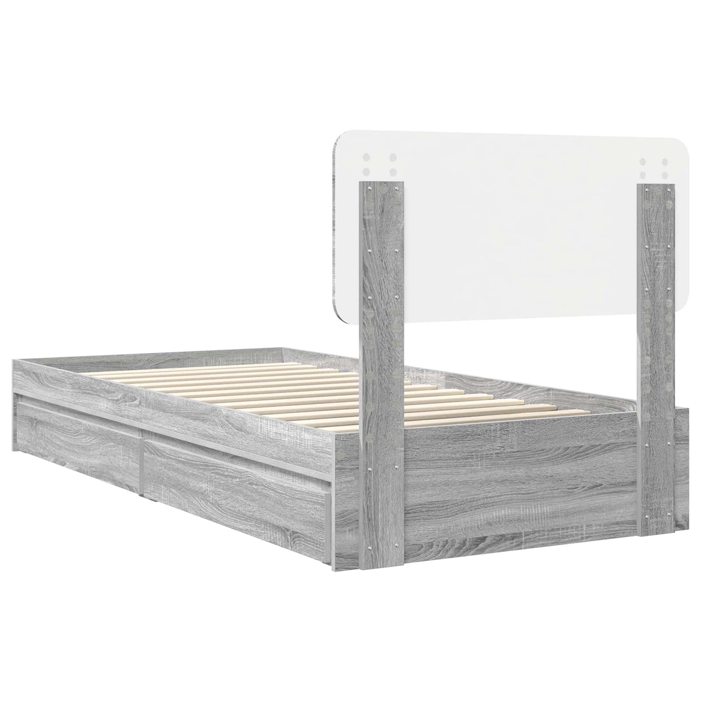 Storage Bed with Drawer Grey Sonoma 75 x 190 cm Engineered Wood