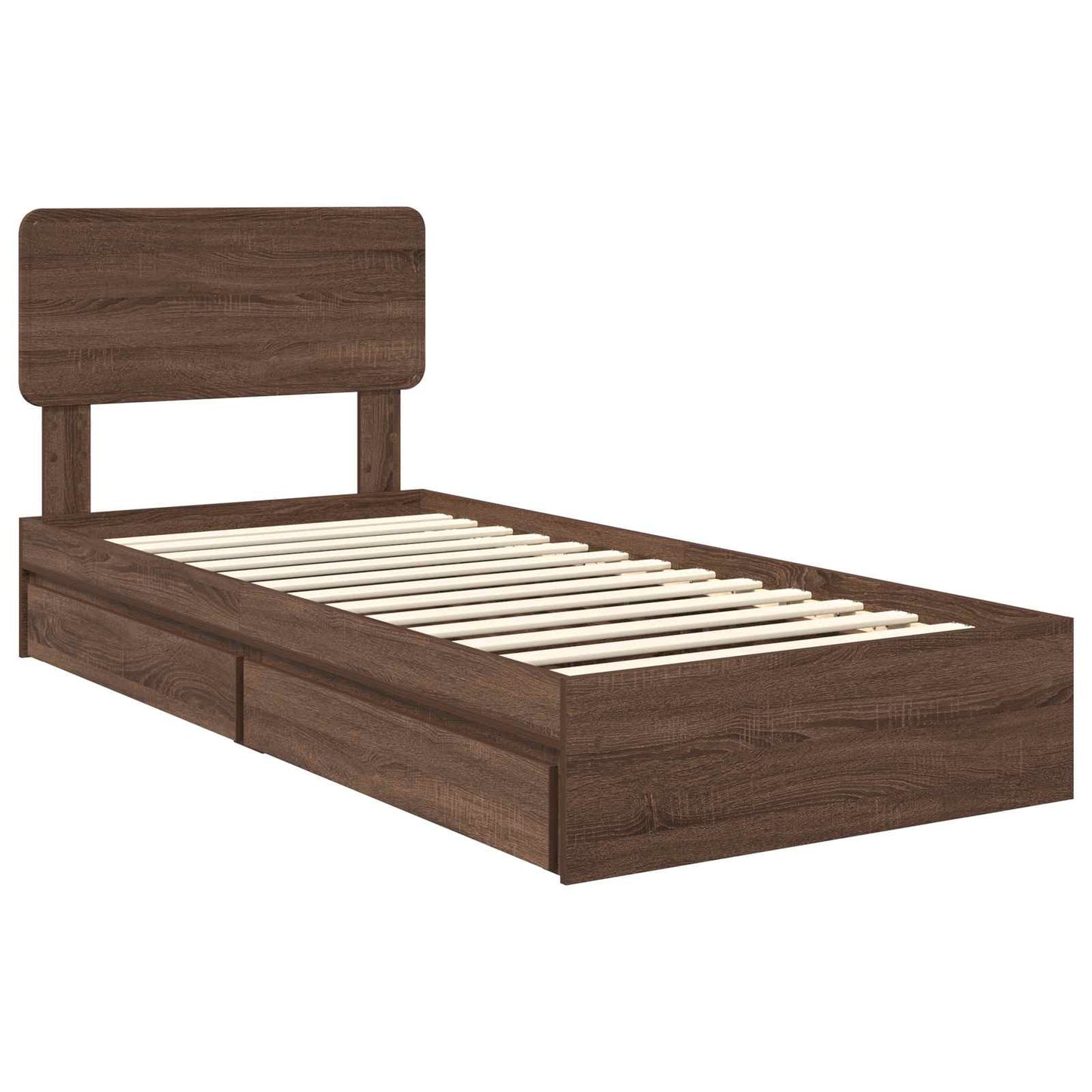 Storage Bed with Drawer Brown Oak 75 x 190 cm Engineered Wood