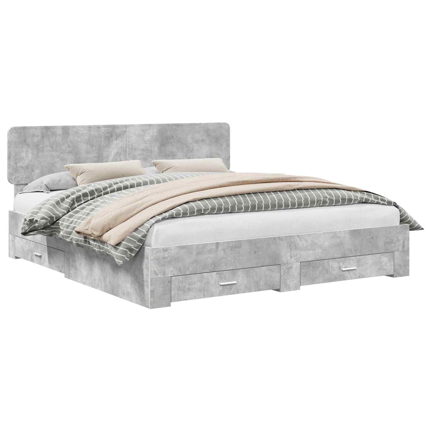 Bed Frame Concrete Grey 200 x 200 cm Engineered Wood