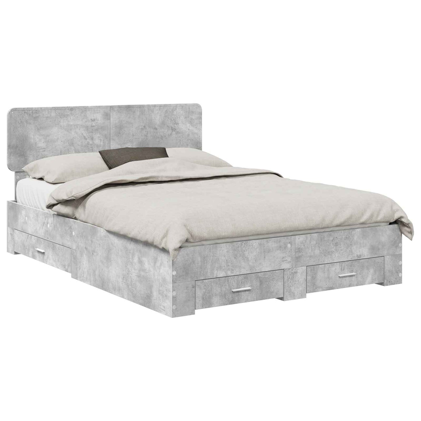 Bed Frame Concrete Grey 150 x 200 cm Engineered Wood