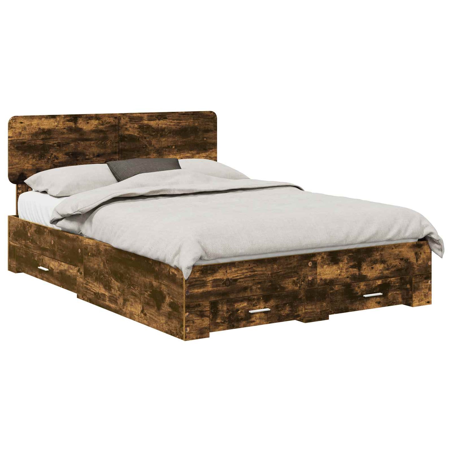 Bed Frame with Drawer Smoked Oak 150 x 200 cm Engineered Wood
