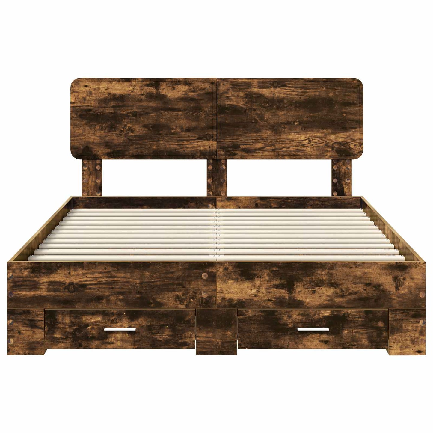 Bed Frame with Drawer Smoked Oak 150 x 200 cm Engineered Wood