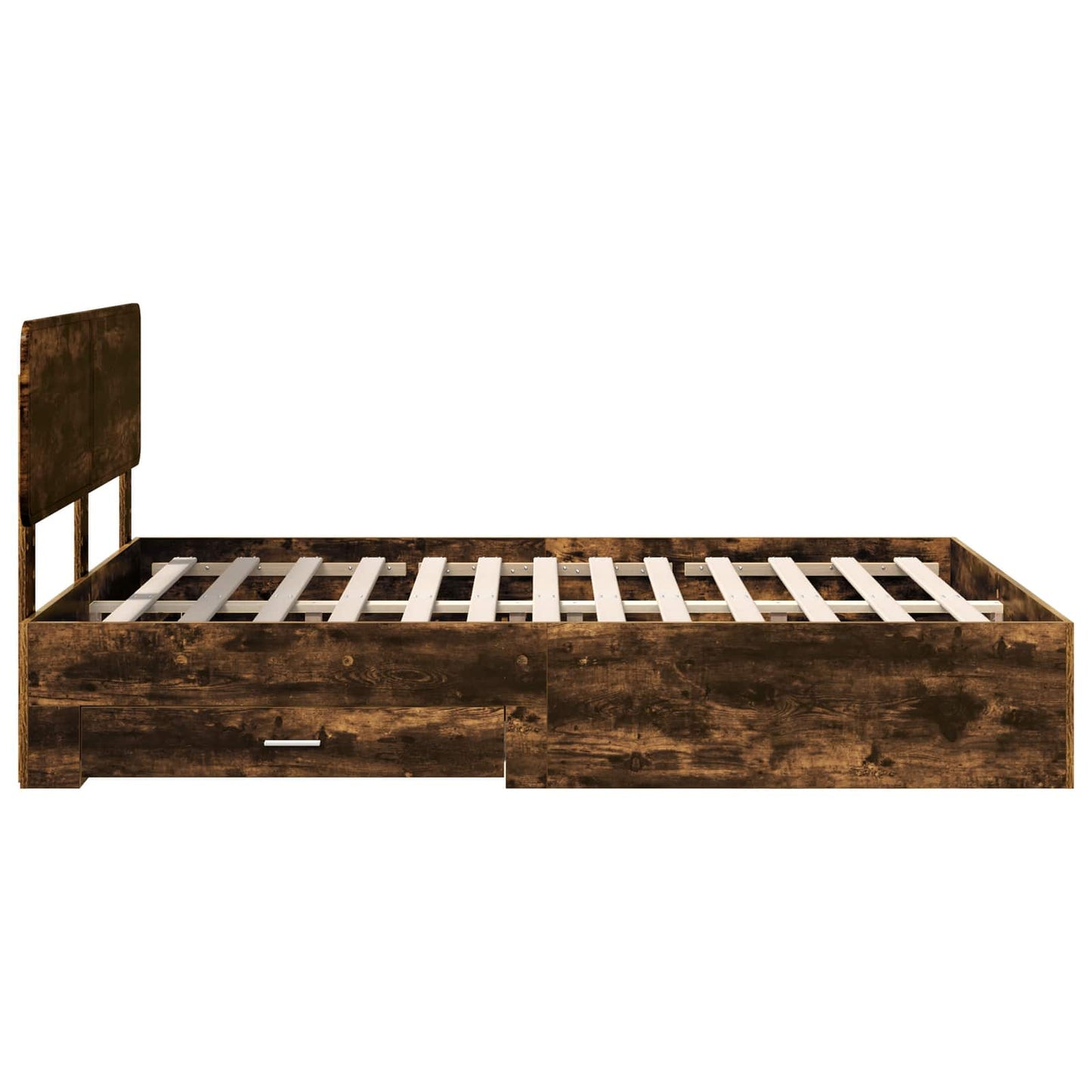 Bed Frame with Drawer Smoked Oak 150 x 200 cm Engineered Wood