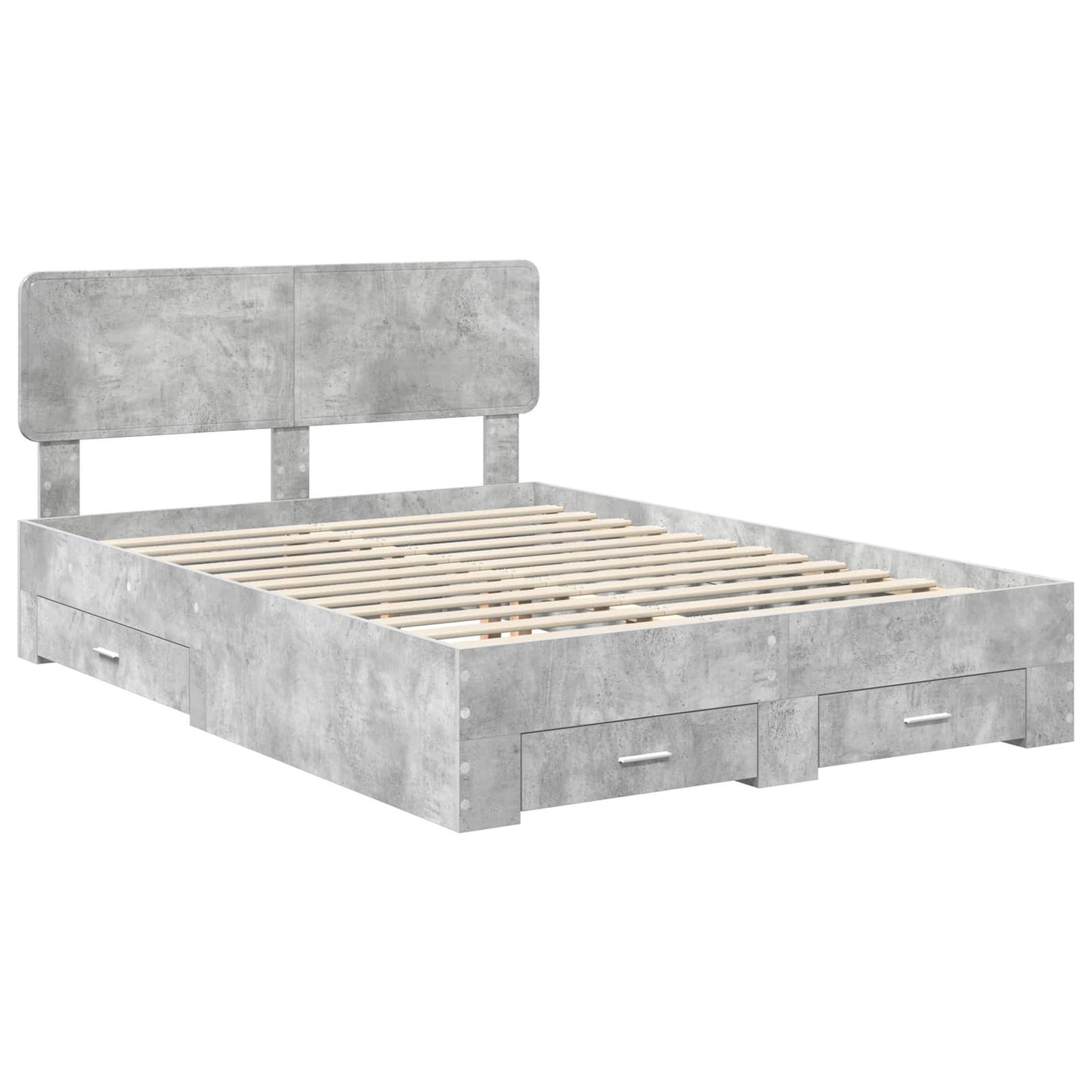 Bed Frame Concrete Grey 140 x 200 cm Engineered Wood