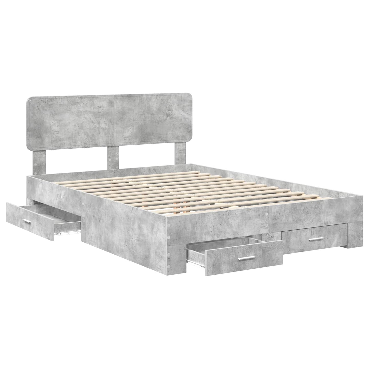 Bed Frame Concrete Grey 140 x 200 cm Engineered Wood