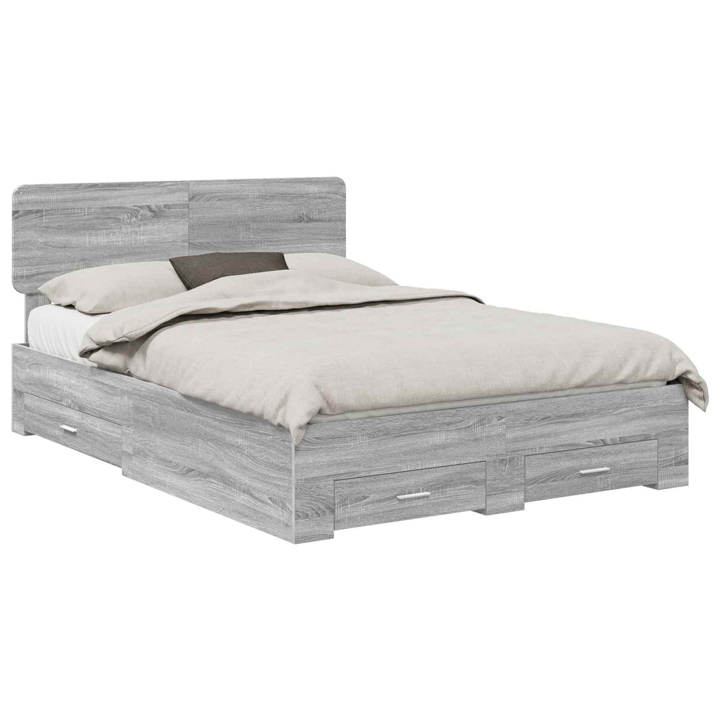 Bed Frame with Drawer Grey Sonoma 140 x 200 cm Engineered Wood