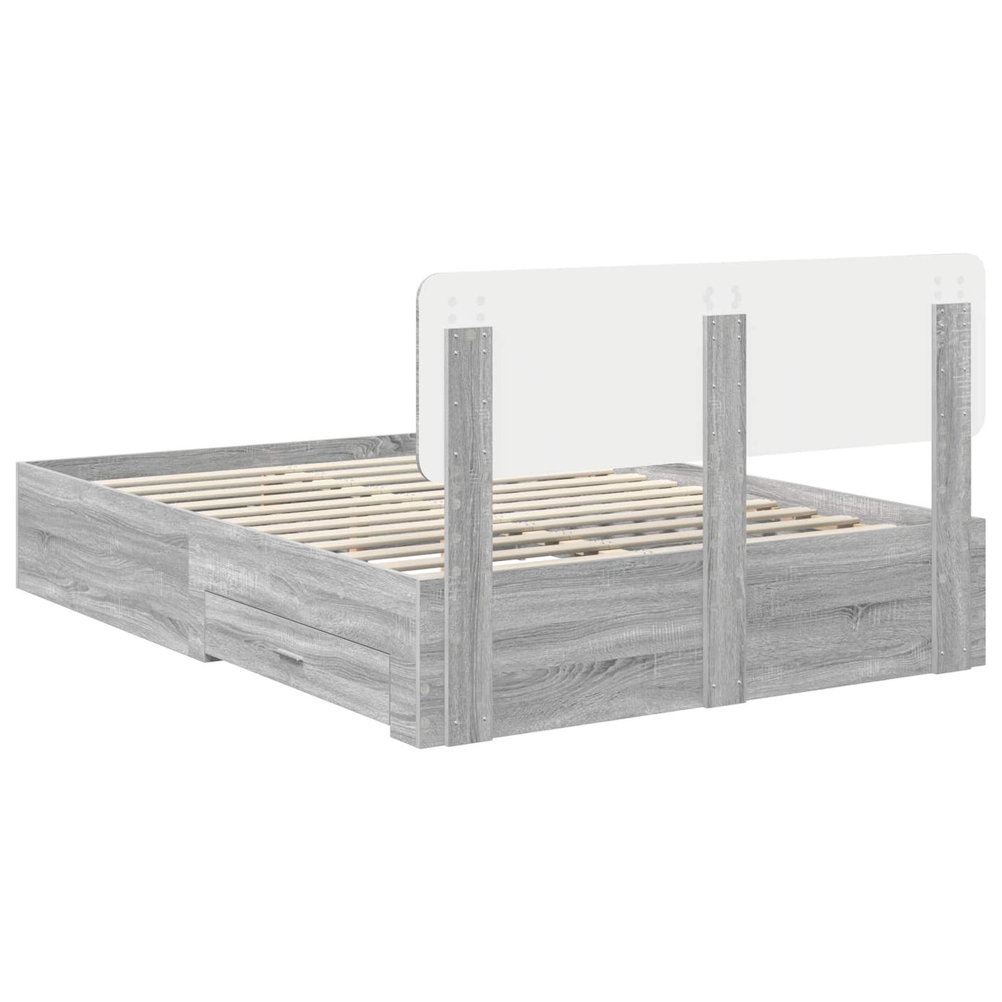 Bed Frame with Drawer Grey Sonoma 140 x 200 cm Engineered Wood