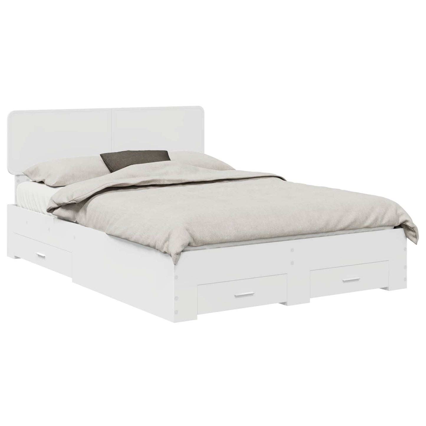 Bed Frame with Headboard White 140 x 190 cm Engineered Wood
