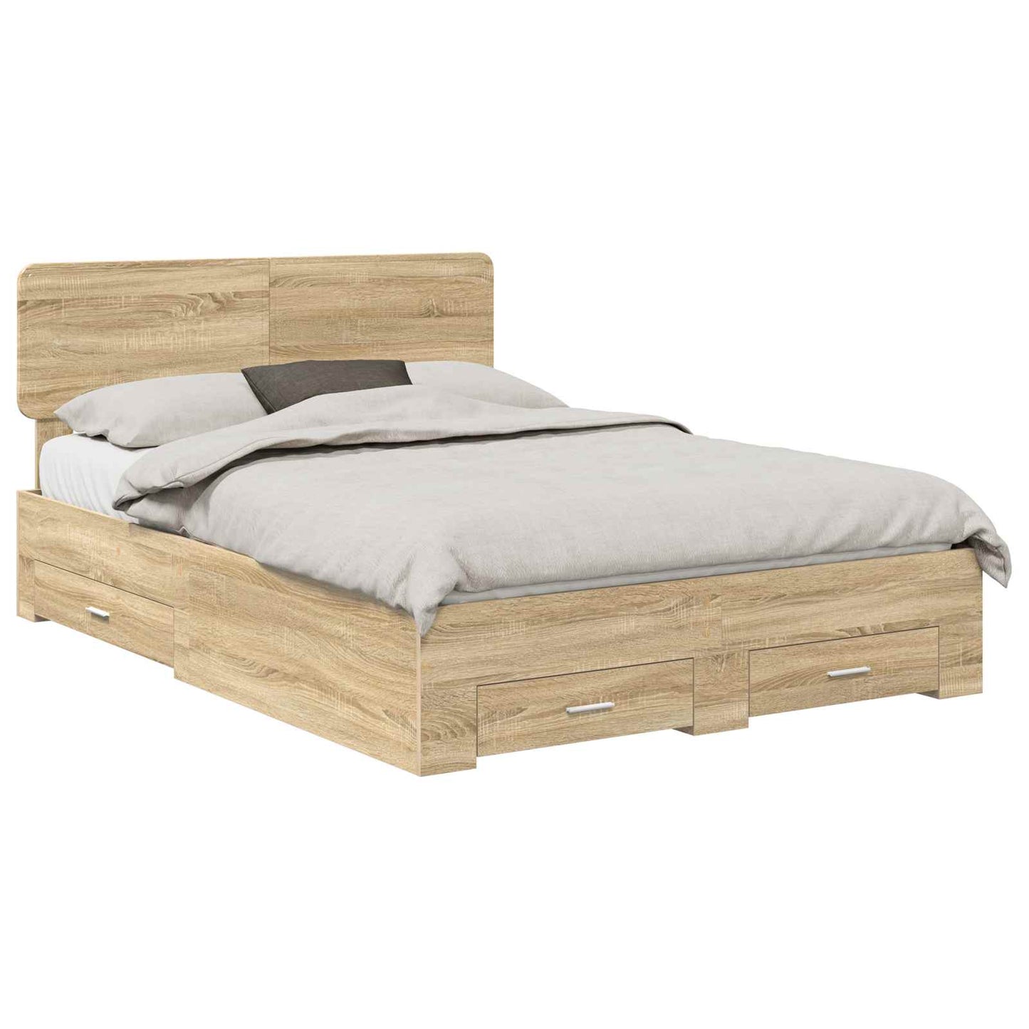 Bed Frame with Drawer Sonoma Oak 140 x 190 cm Engineered Wood