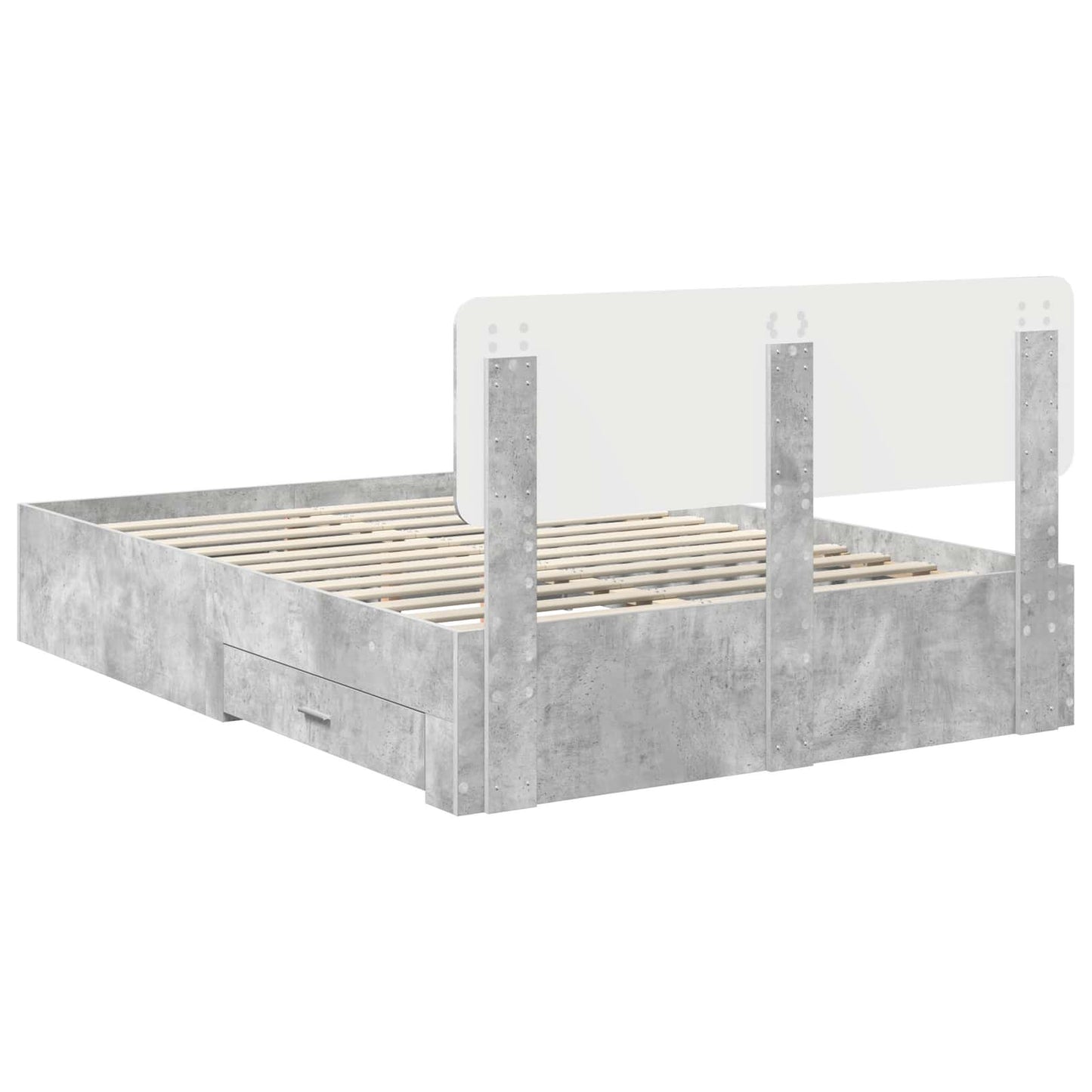 Bed Frame Concrete Grey 140 x 190 cm Engineered Wood