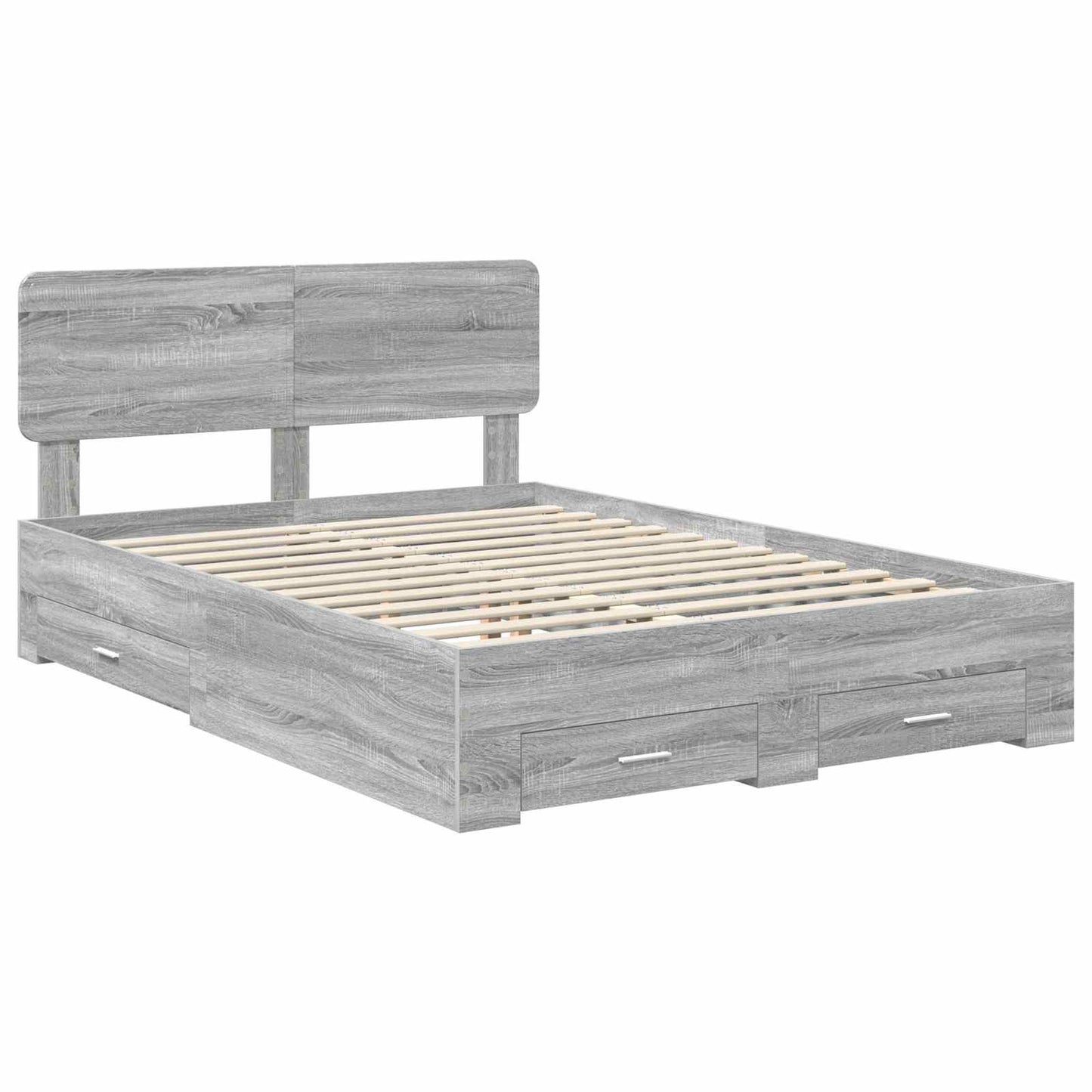 Bed Frame with Drawer Grey Sonoma 140 x 190 cm Engineered Wood