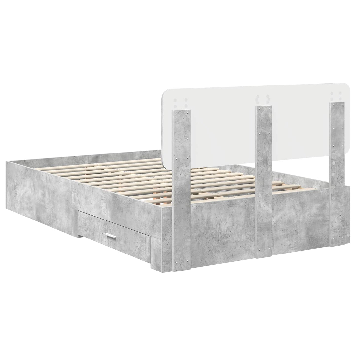 Bed Frame Concrete Grey 135 x 190 cm Engineered Wood