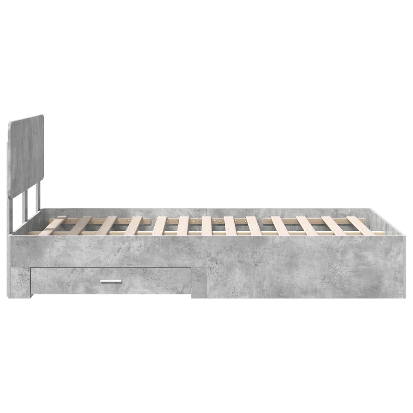 Bed Frame Concrete Grey 135 x 190 cm Engineered Wood