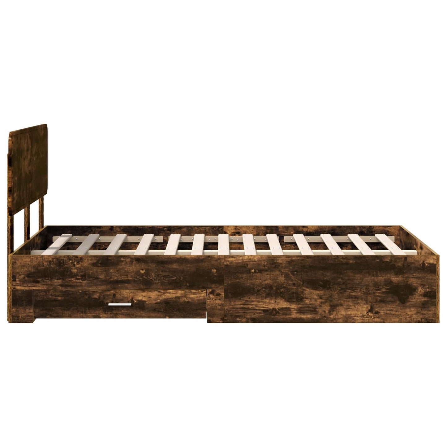Bed Frame with Drawer Smoked Oak 135 x 190 cm Engineered Wood