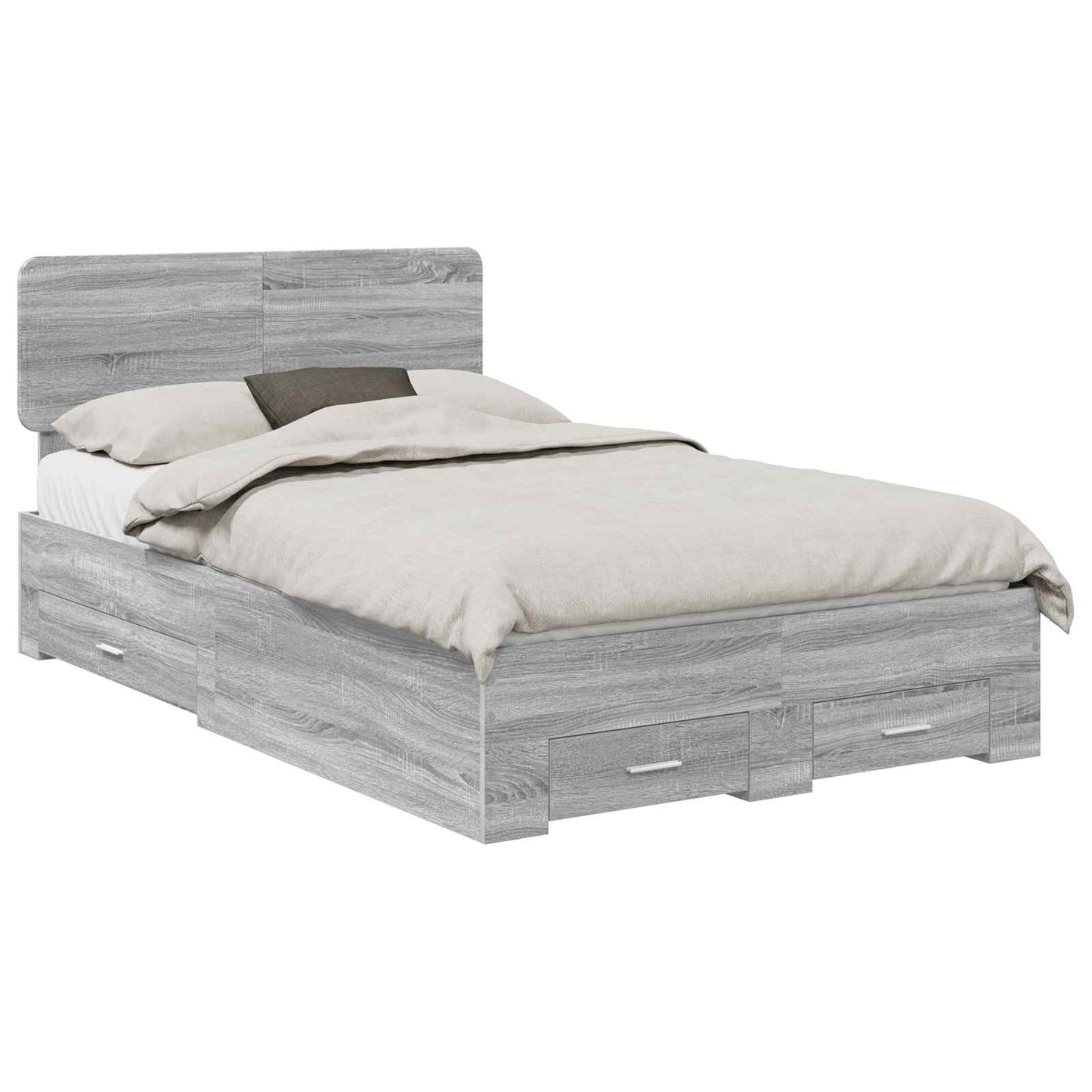 Bed Frame with Drawer Grey Sonoma 135 x 190 cm Engineered Wood