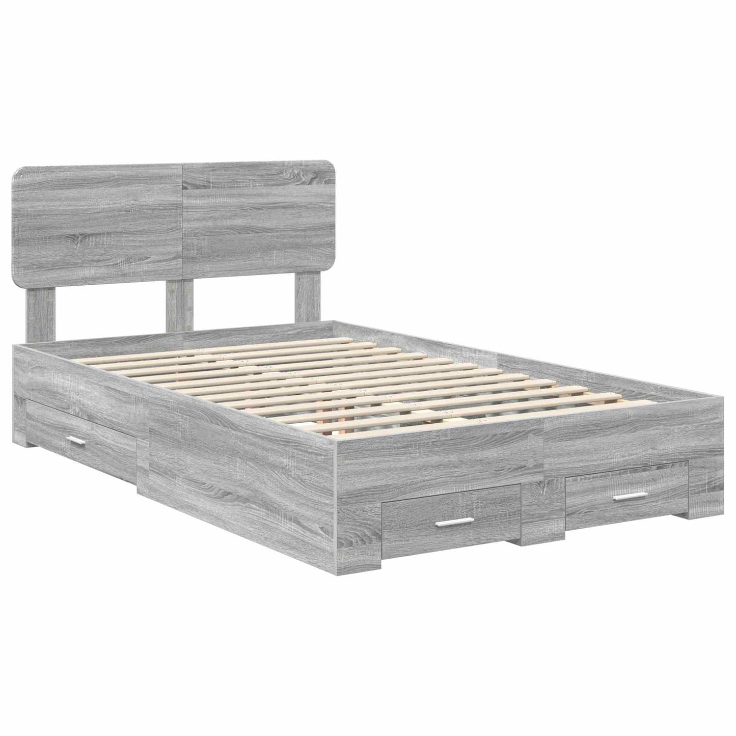 Bed Frame with Drawer Grey Sonoma 135 x 190 cm Engineered Wood