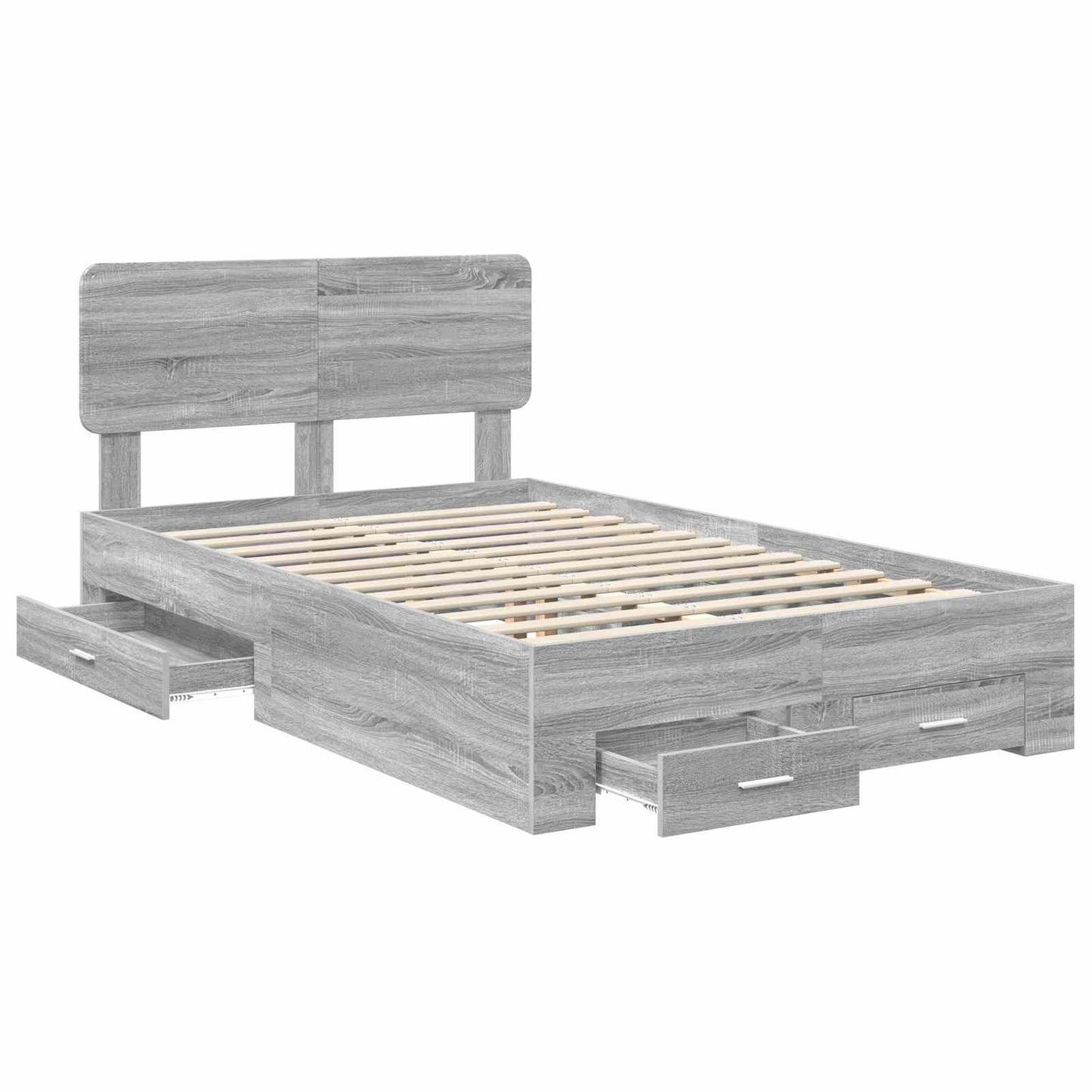 Bed Frame with Drawer Grey Sonoma 135 x 190 cm Engineered Wood