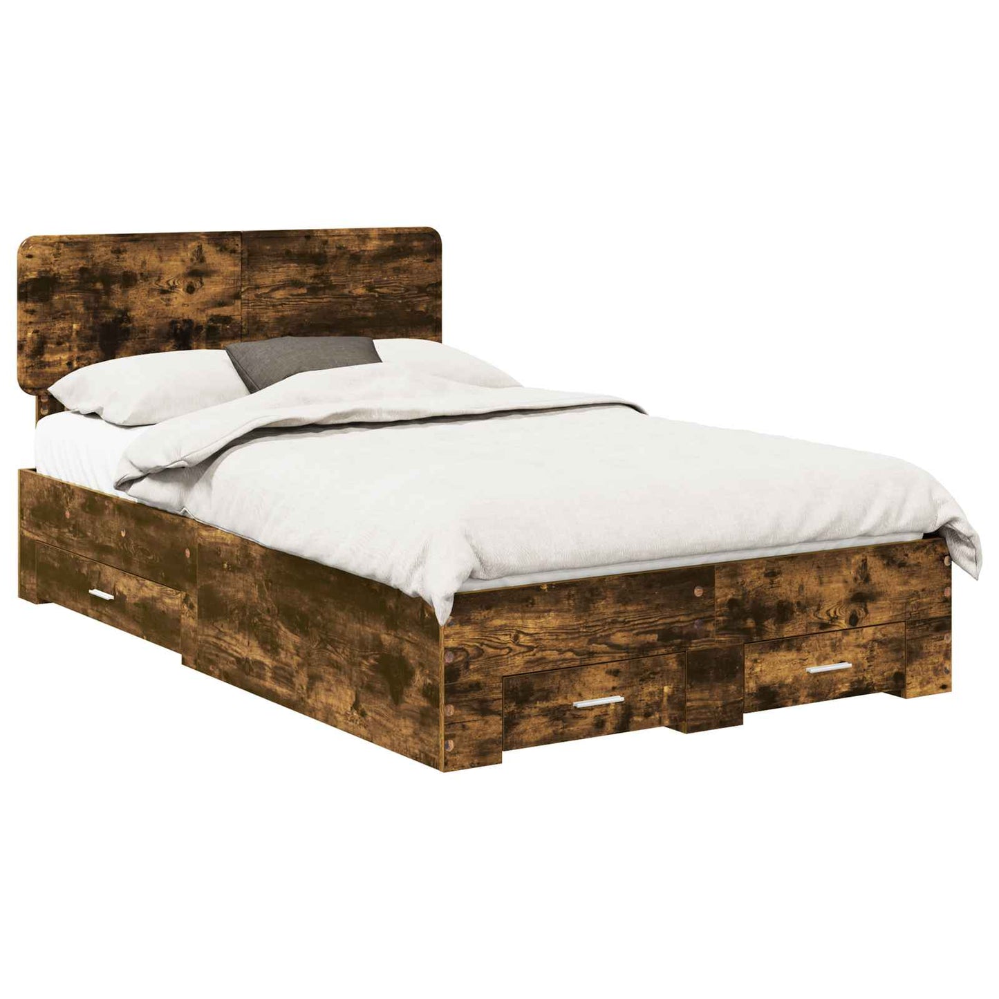 Bed Frame with Drawer Smoked Oak 120 x 200 cm Engineered Wood